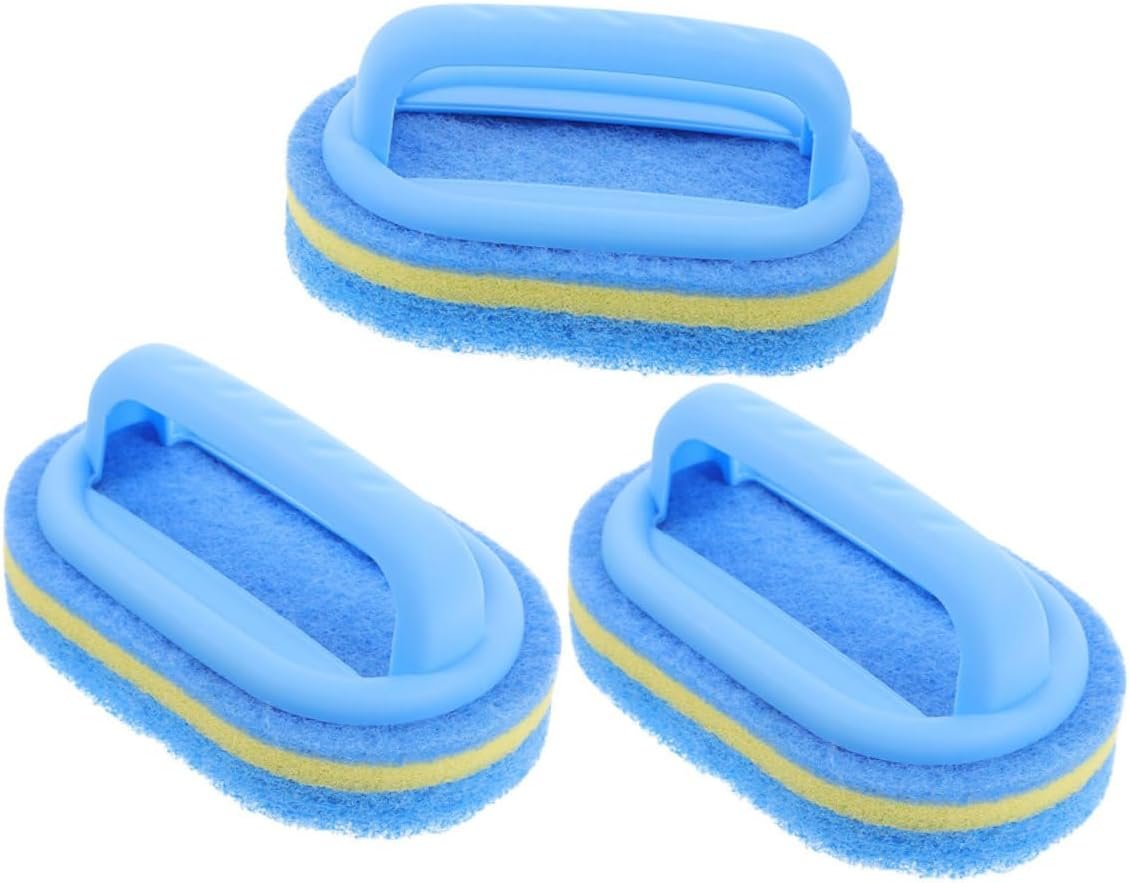 LAPYAPPE 3Pcs Handheld Cleaning Sponge Brushes with Comfortable Handles Multi-Use Kitchen and Bathroom Scrubbers for Tile Ceramic Bathtub and Countertops Cleaning image number 4