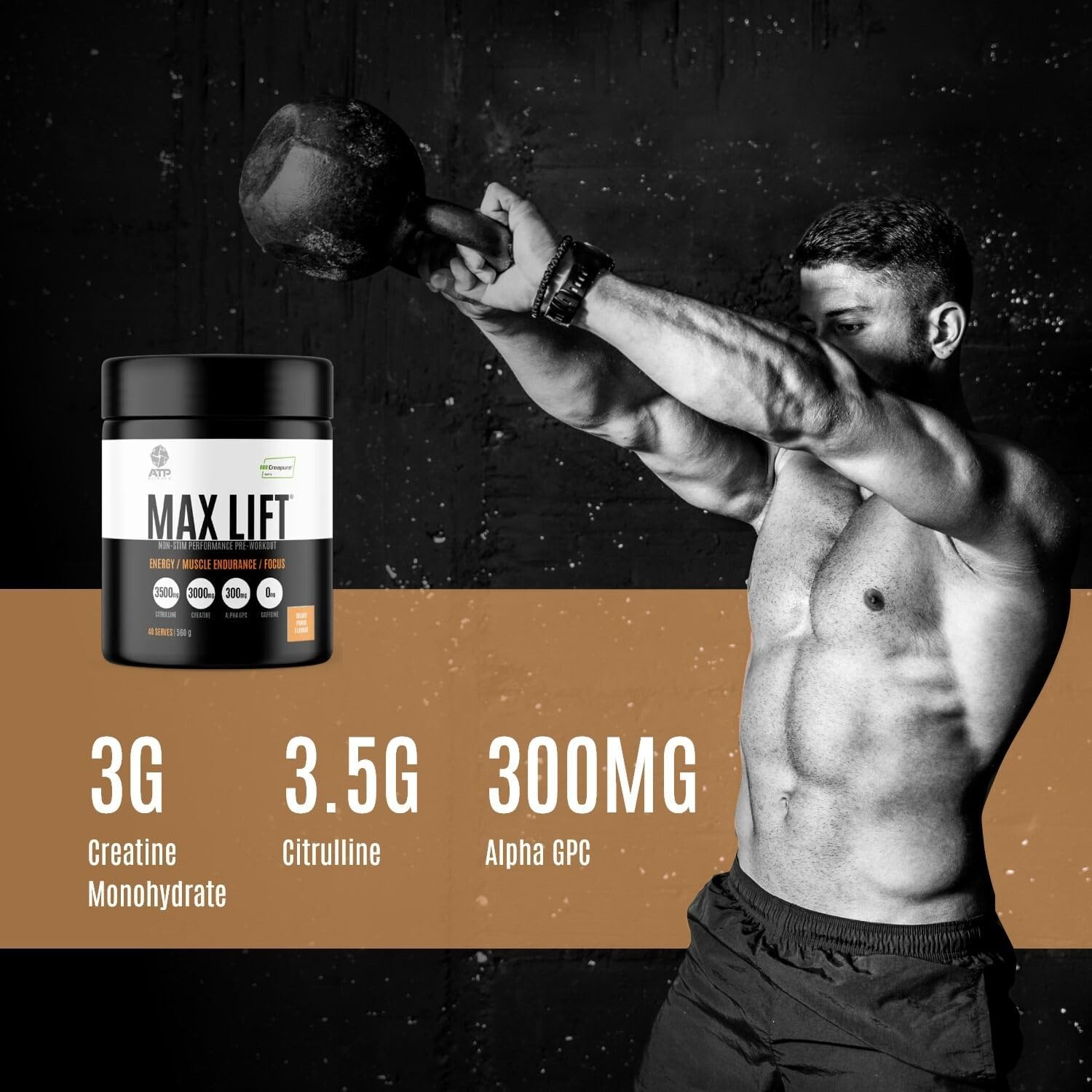 ATP Science Max Lift Preworkout Powder, Enriched with Creatine, Electrolytes, Amino Acids and More, Enhances Blood Flow, Boosts Performance, Maximises Muscle Endurance, Flavour - Island Punch, 560G image number 1