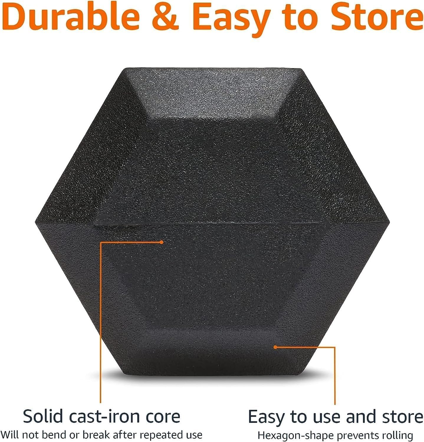 Hex Dumbbell Set, 1-20Kg Rubber Encased Hex Dumbbell Cast Iron Exercise & Fitness Dumbbells, Non-Slip Handles Dumbbells Set of 2, Hand Weight for Strength Training ﻿ - 1 Kg X 2 Pcs image number 6