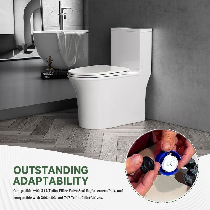 4 Pcs Toilet Fill Valve Seal Replacement, Compatible with 242 Compatible, Toilet Cistern Leak-Proof Diaphragm Washer Black Cistern Float Valve for Home, Hotel, Apartment image number 3