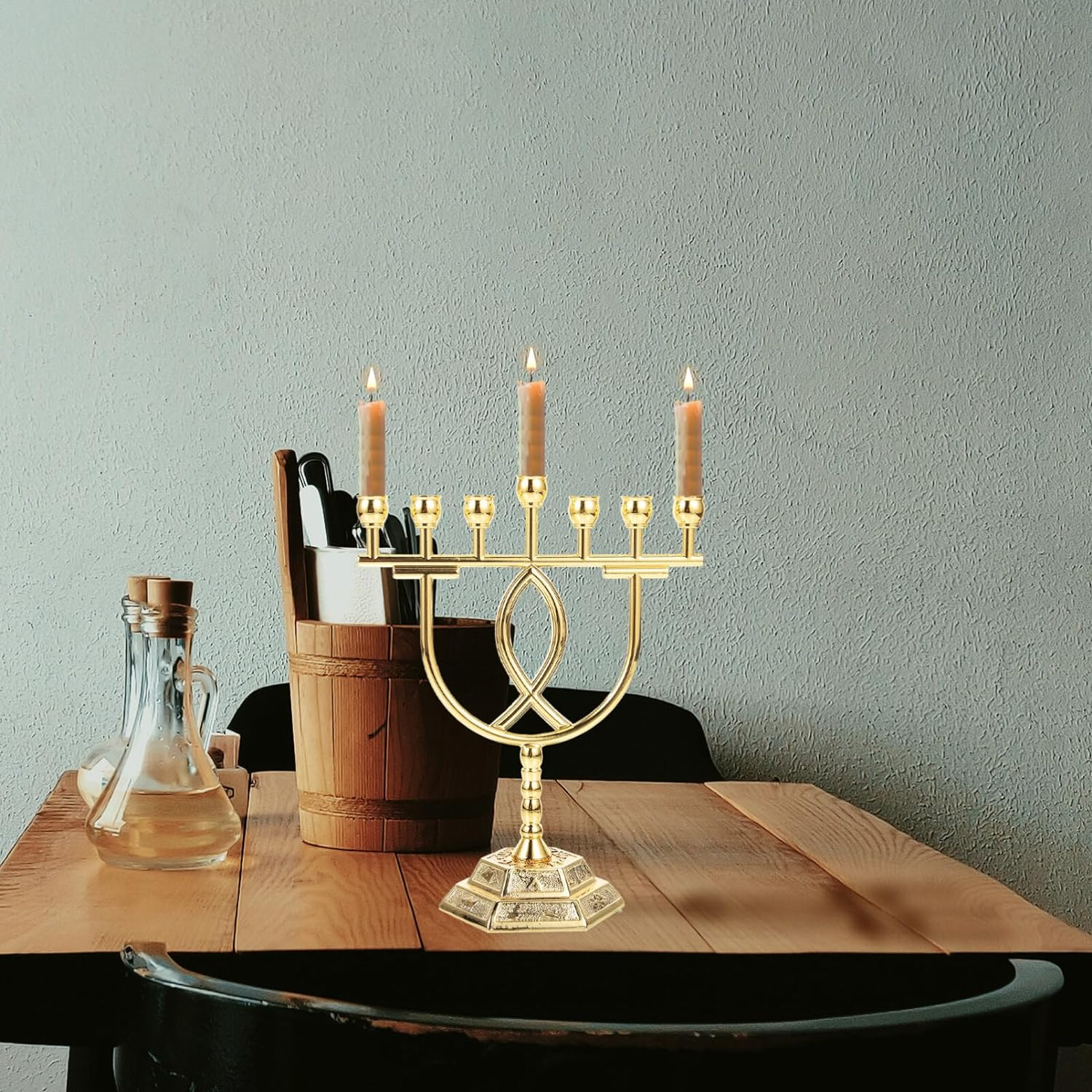 7 Branch Jewish Candle Holder Jewish Candle Sticks Menorah 12 of Israel Menorah image number 1