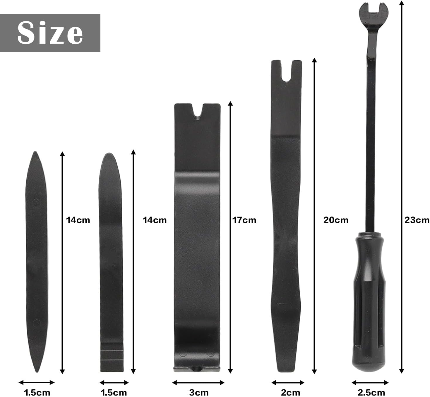 Kaoruo 5 Pack Car Trim Removal Tool Kit Tools,Car Panel Door Window Tools Kit,Fastener Removal Interior Trim Tools, Push Pin Puller Body Repair Tools, Black