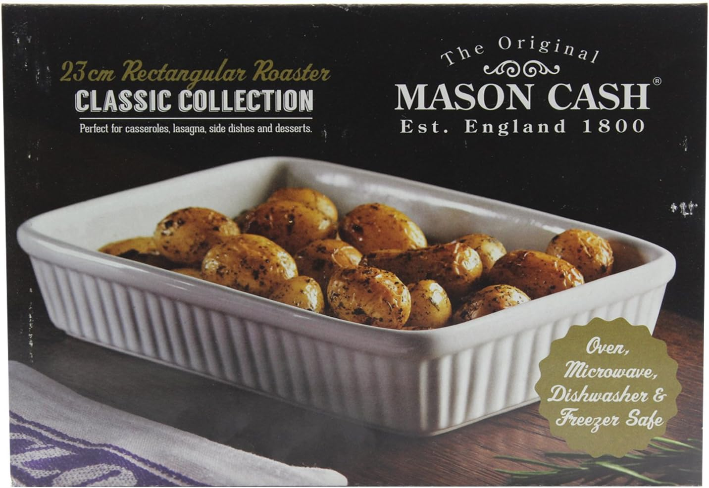 Mason Cash Classic Collection Stoneware Rectangular Roaster, 24.2 X 15.3X 4.9Cms, White 28416 image number 3
