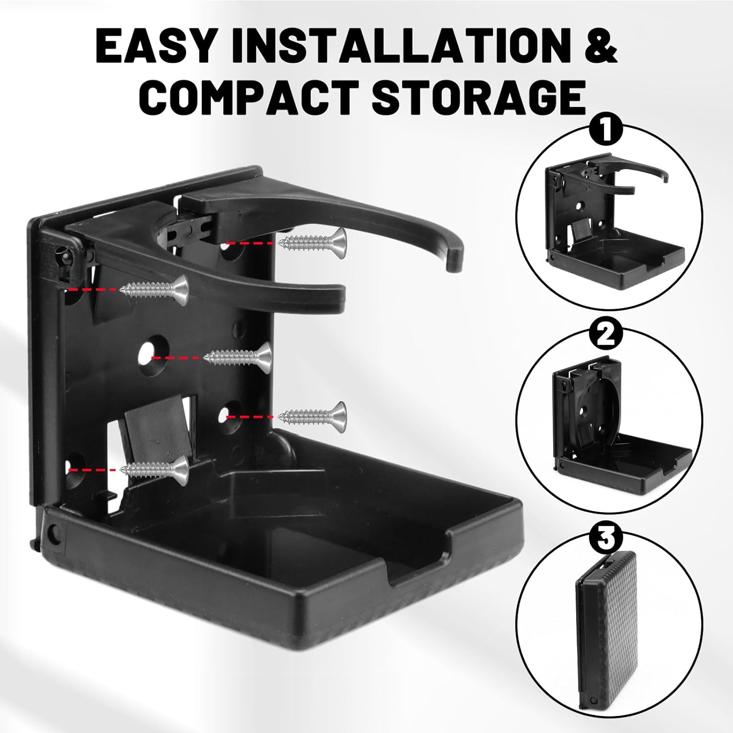 2PCS Folding Cup Holder, Adjustable Car Cup Holders, Cup Holder Fits Cups within 100Mm Diameter, Multifunctional Boat Cup Holders, Boat Accessories (Black) image number 1