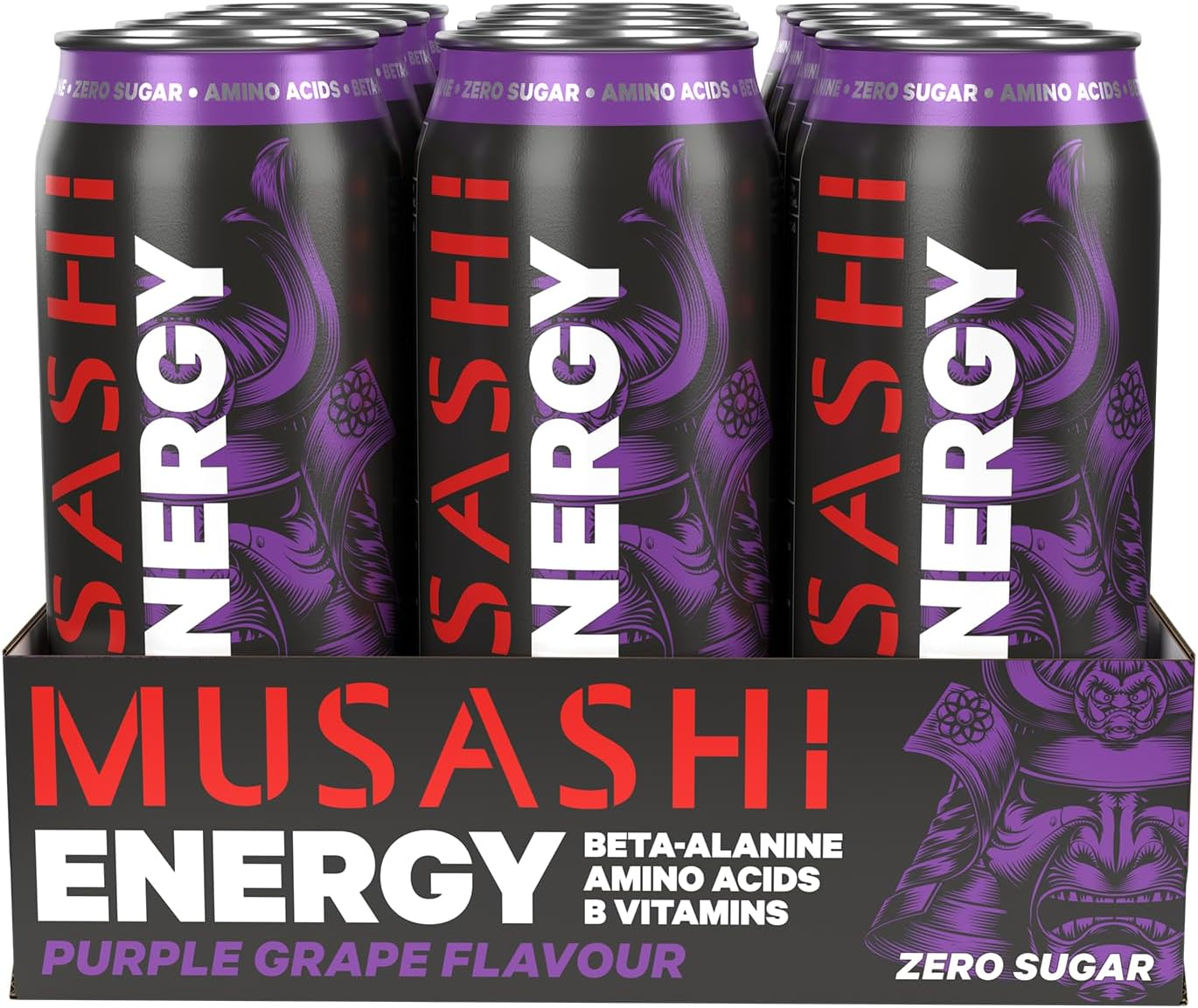 Musashi Purple Grape Flavour Energy Drink 12 X 500Ml image number 2