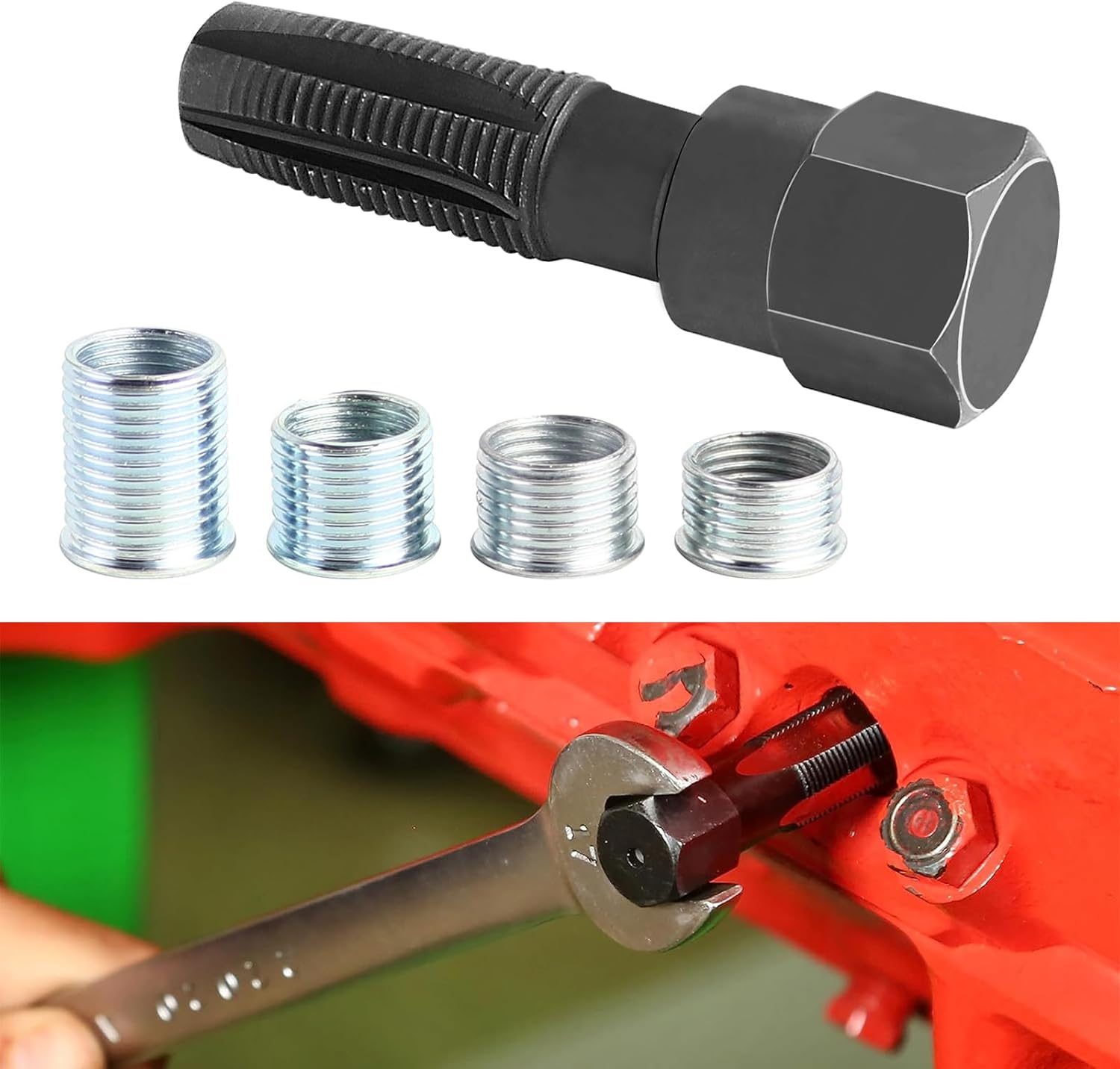 FLYPIG M14 X1.25 Carbon Steel Spark Plug Re-Thread Repair Tool Tap Reamer Inserts Kit 14Mm Spark Plug Thread Repair Kit