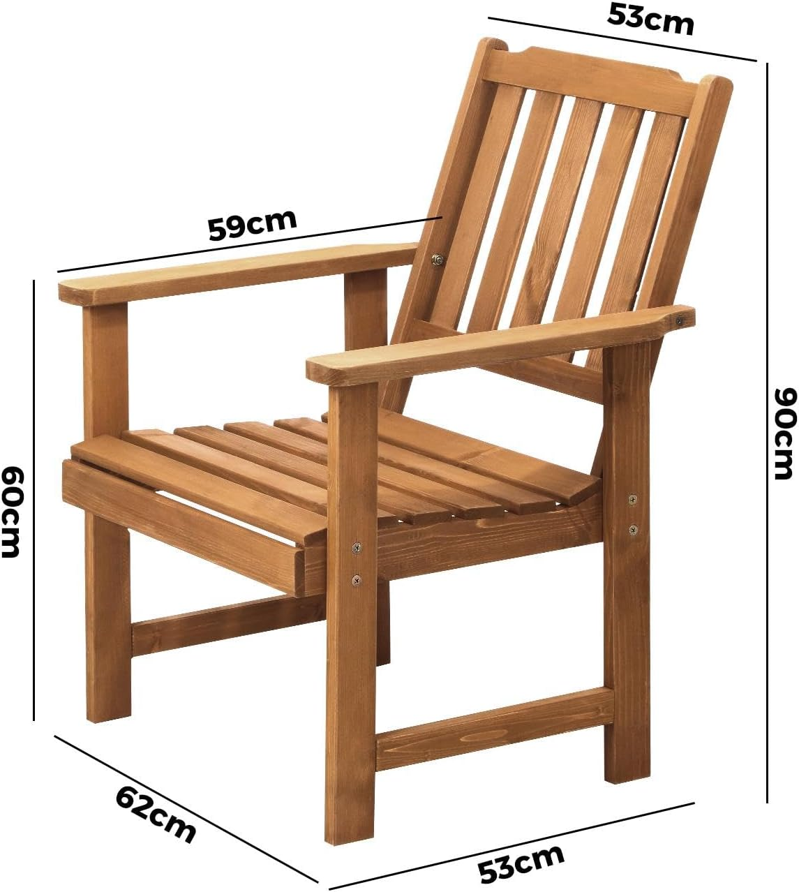 Livsip Outdoor Chair Wooden Armchair Outdoor Furniture Brown