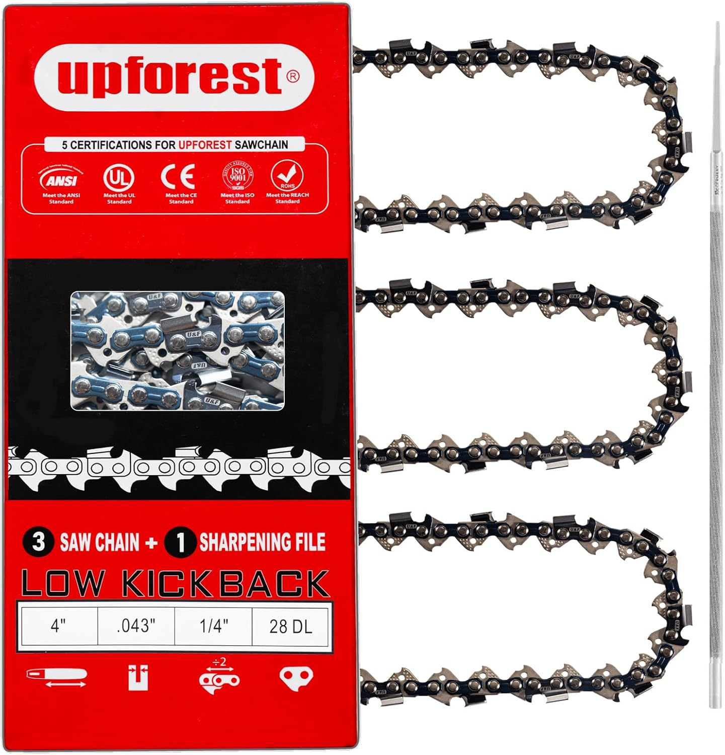 4 Inch Chainsaw Chain 1/4" Pitch-.043" Gauge 28 Drive Links (40MTPX28) image number 6