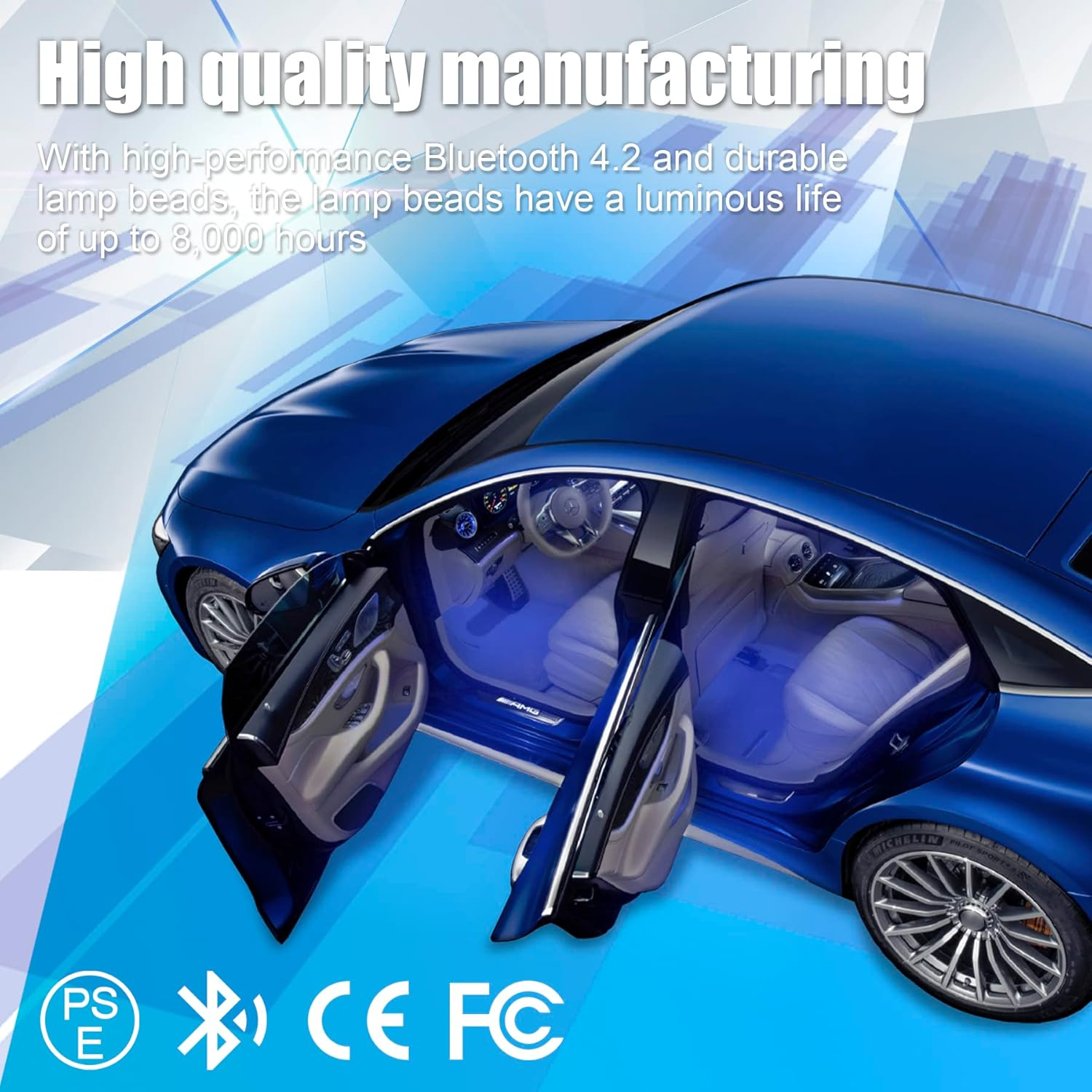 Livtee Smart RGB LED Interior Lights, 2 Lines Design with USB Port, App Control, Music Mode and DIY Mode, Car Accessories Gifts for Women Men image number 4