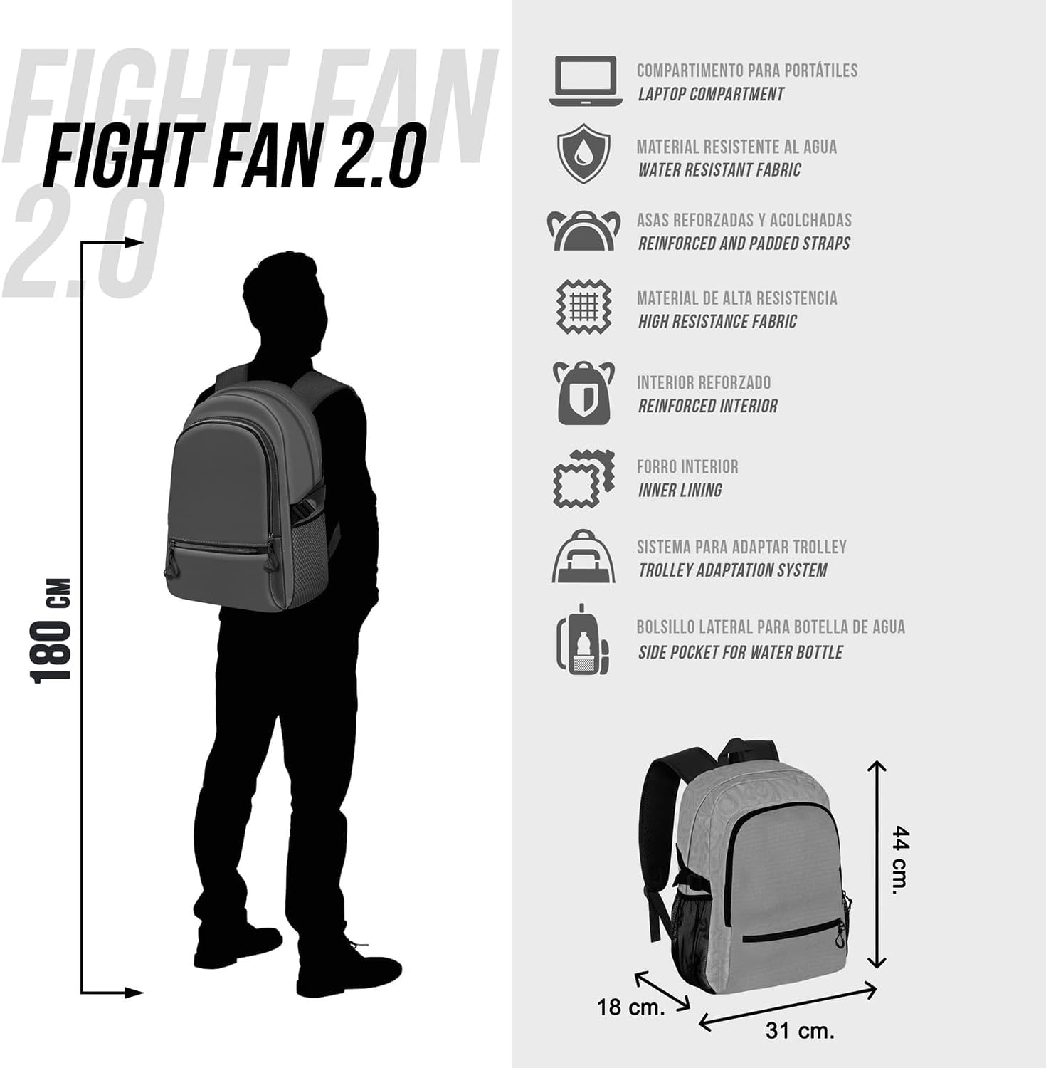 NASA Lines-Fan Fight Backpack 2.2, Orange, 31 X 44 Cm, Capacity 24 L, Orange, One Size, FAN Fight Backpack 2.2 Lines image number 3