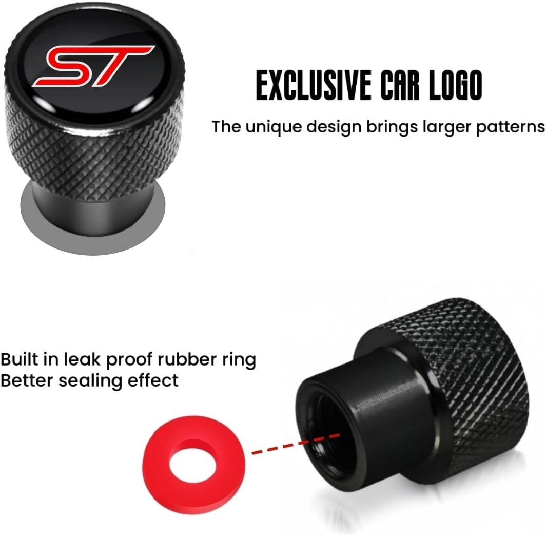 Car Wheel Tire Valve Stem Caps Compatible with ST Tire Air Caps Cover Large Car Logo Metal Material image number 6