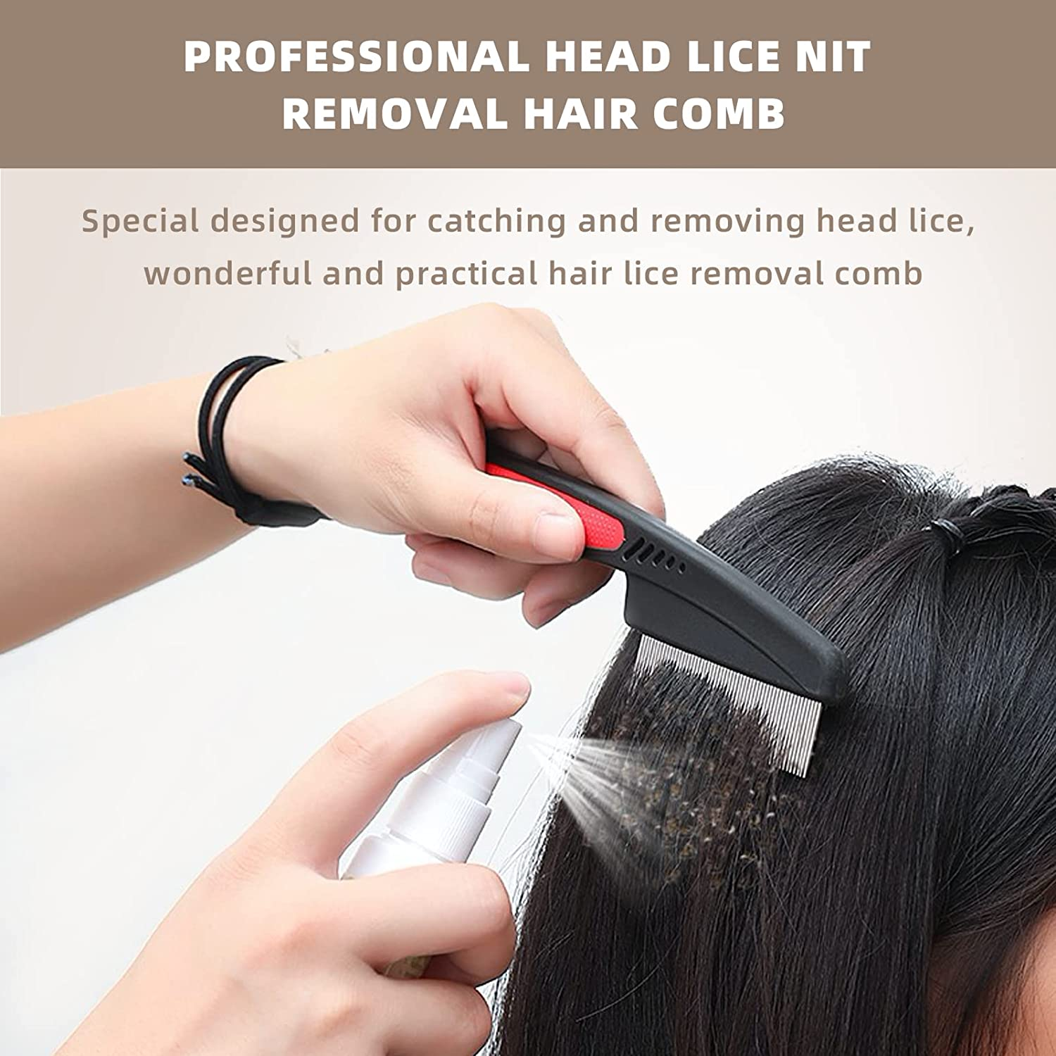 Flea Comb, Dandruff Comb, Multifunction Stainless Steel Fine Tooth Comb Nit Removal Hair Comb Cat Dog Pet Grooming Scalp Flea Comb, Easy to Hold image number 3