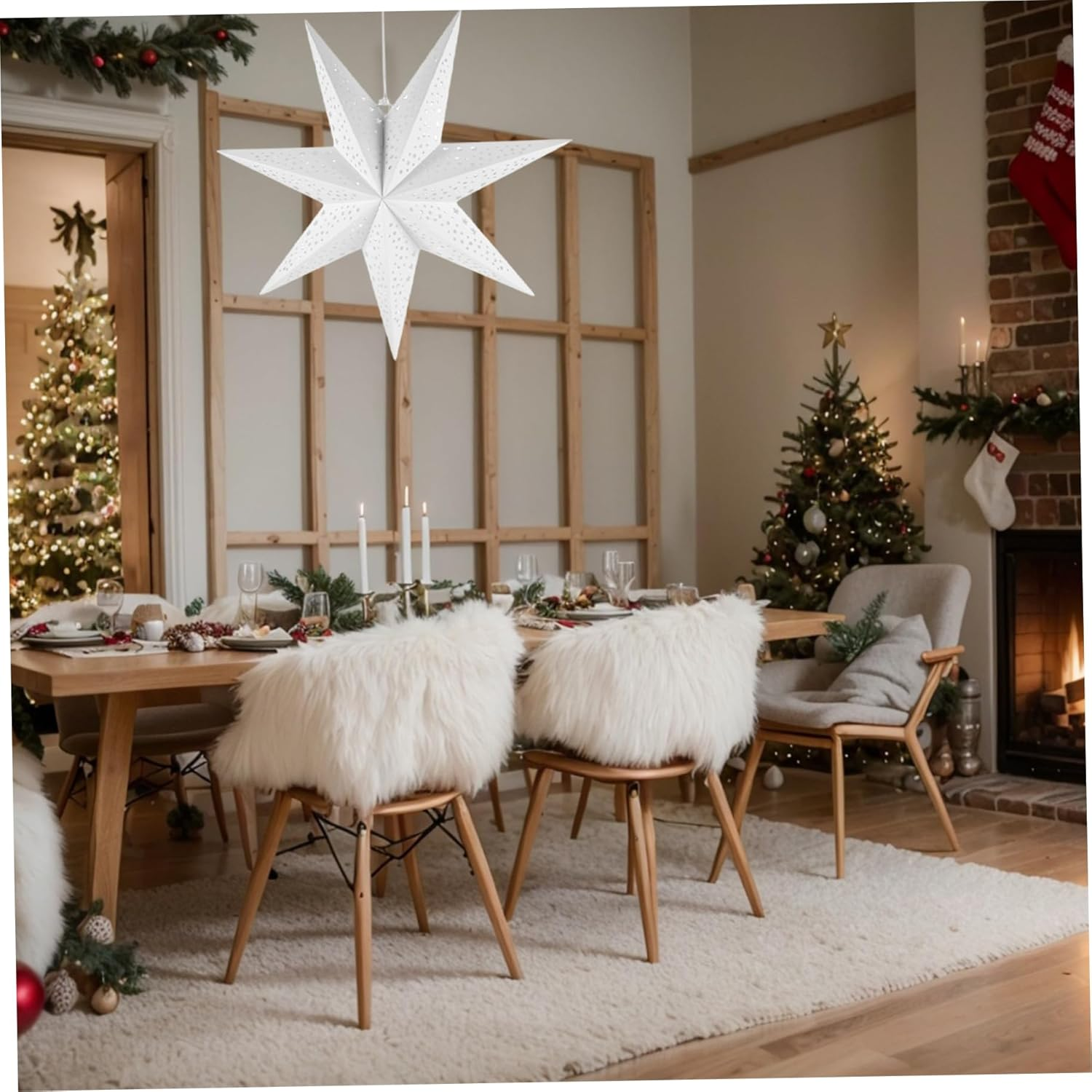 Paper Star Lantern, 3Pcs 28 Inch Large Star Lantern, Decorative Star Paper Lantern, White Hanging Stars Lamp Shade for Wedding Birthday Christmas Party Decor Star Lantern Paper Star Lanterns Paper La image number 2