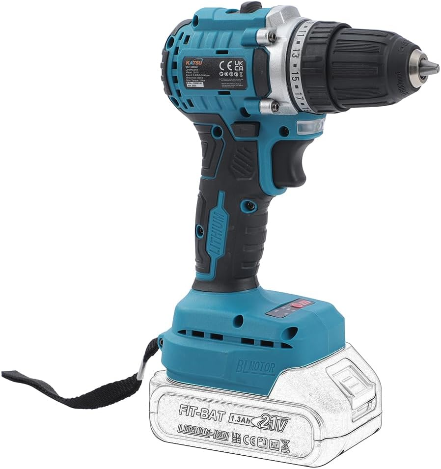 KATSU FIT-BAT 21V Brushless Cordless Drill Driver, 10Mm Keyless Chuck, 2 Gear Speed and LED Light, Ideal for Home DIY Tasks, No Battery and Charger 102360 image number 5