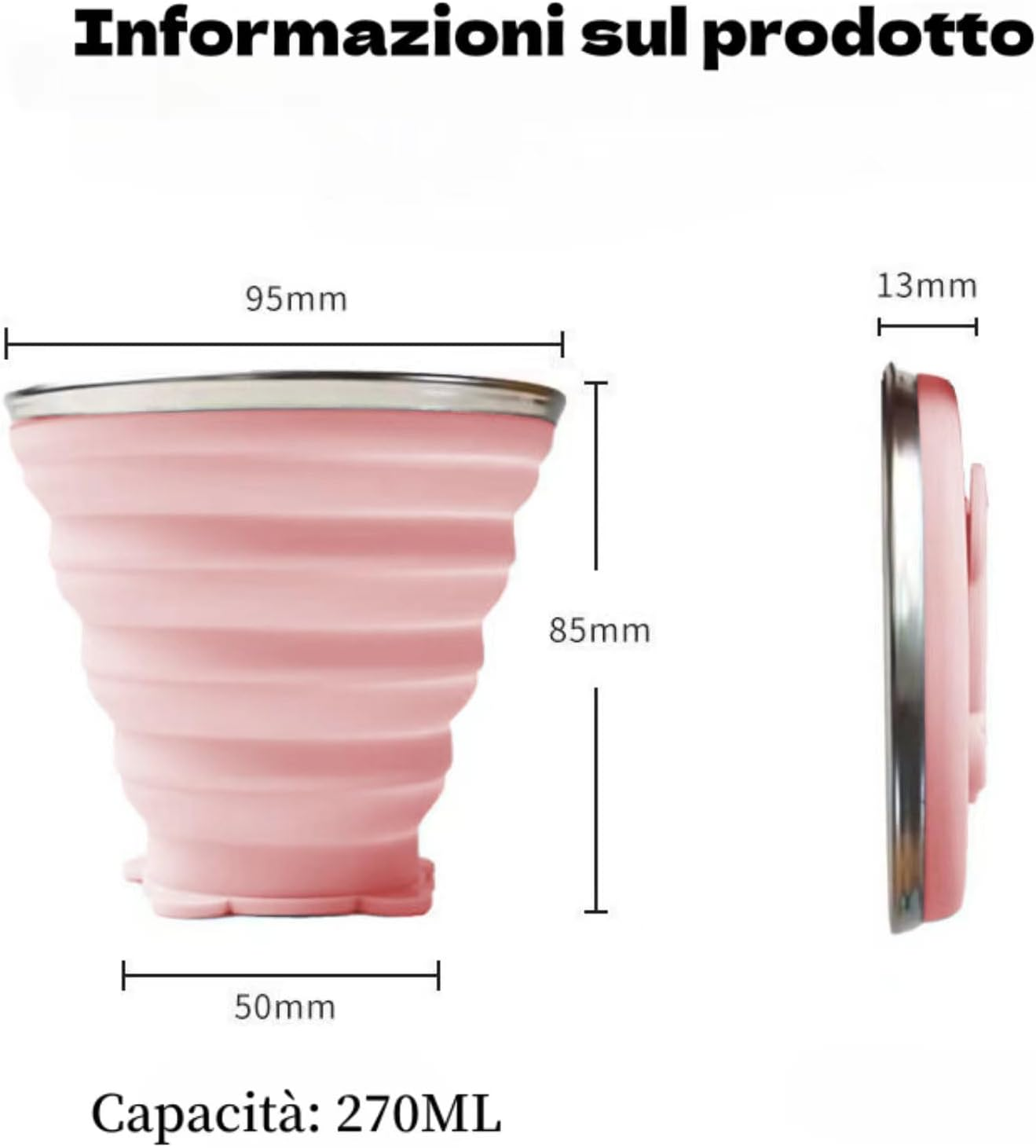 DAWOOWF 270Ml Collapsible Travel Mug with Plastic Lid Collapsible Cup BPA Free Silicone Reusable Travel Mug for Picnic, Camping, Hiking and Travel image number 1