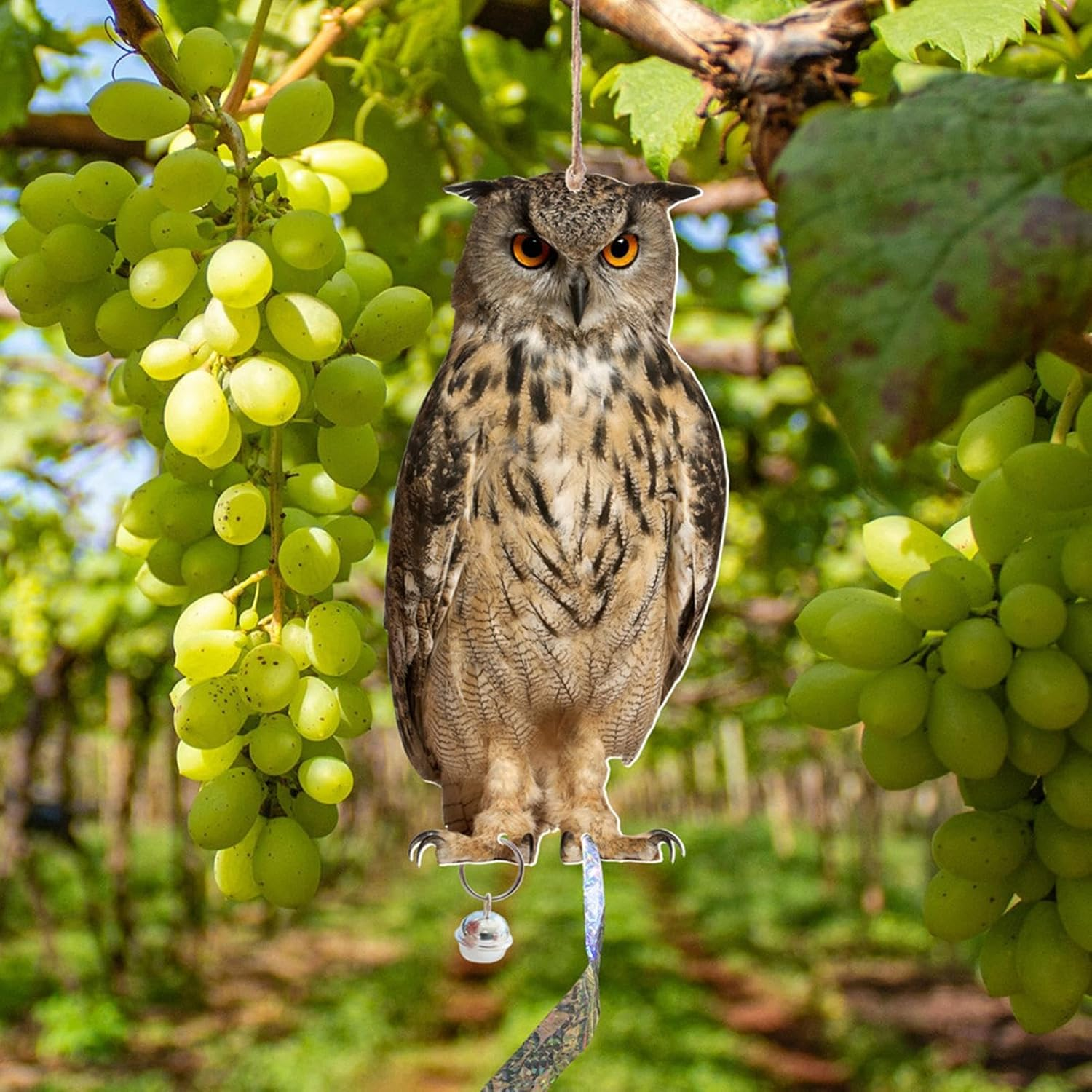 Fake Hawk, Pigeon Bird Scarers Kite for Trees Gardens, Bird Repellent1 Devices, Owl Decoy to Scare Birds Away, Garden Protector Decor Waterproof with Bell image number 2