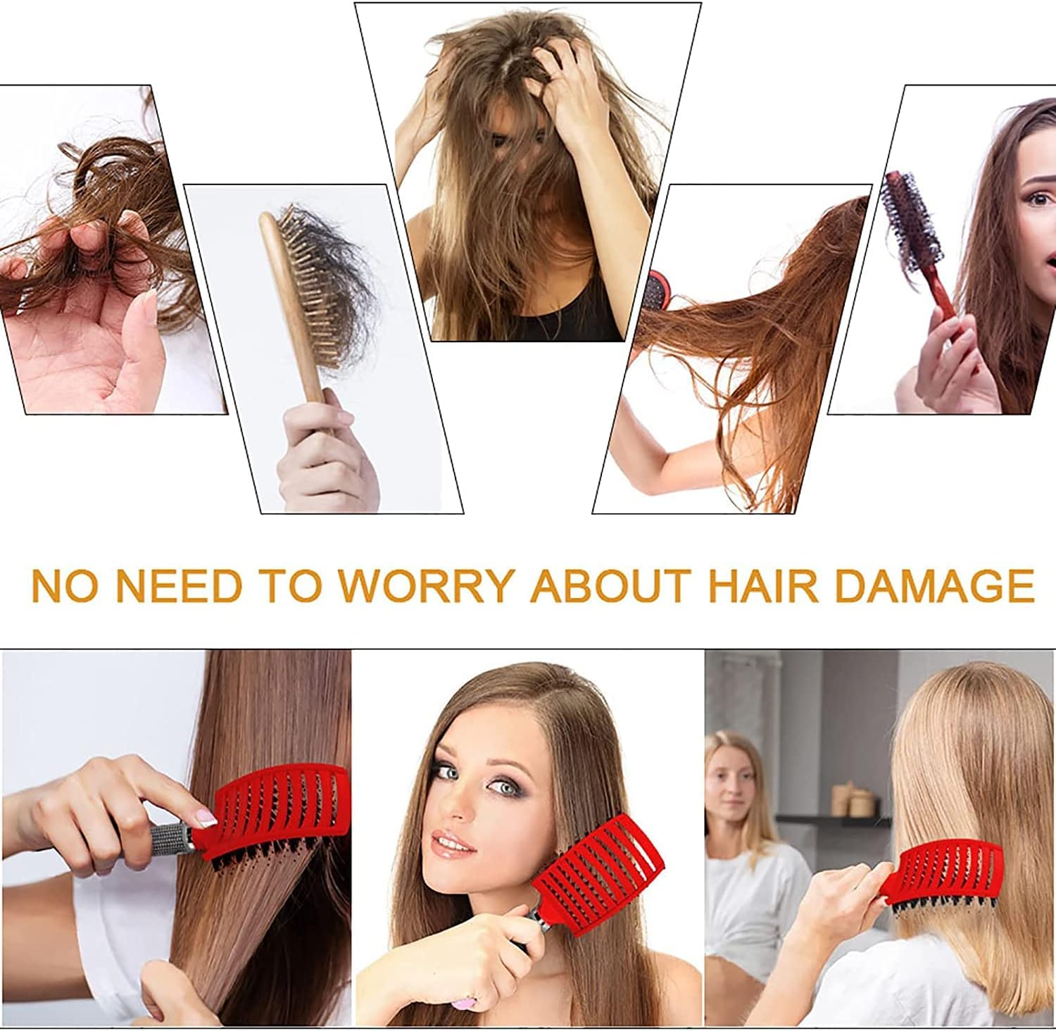 Magical Ultra Detangling Brush for Wet or Dry Hair, Detangler Brush, Fast Drying Styling Massage Hairbrush for Men, Women and Kids (Black) - Gold image number 2