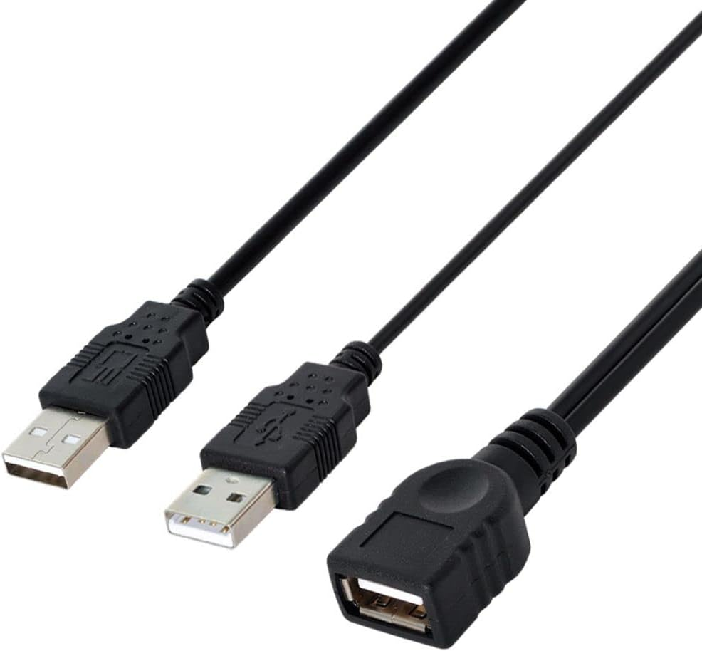 CY USB 2.0 Type a Female to Dual Type a Male Extra Power Data Y Cable for 2.5" Hard Disk