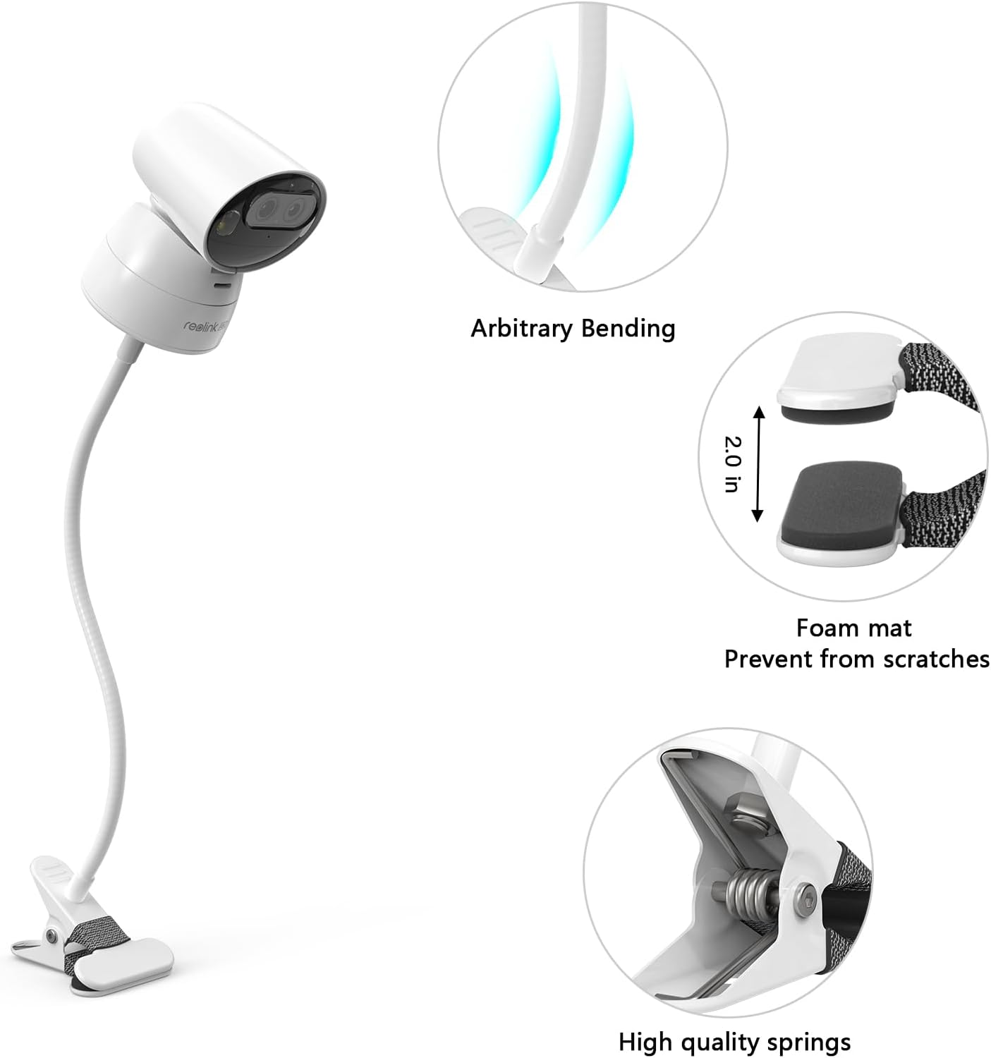 HOLACA 40Cm Clip Holder Mount for Reolink Argus Track 4K Outdoor Camera image number 2