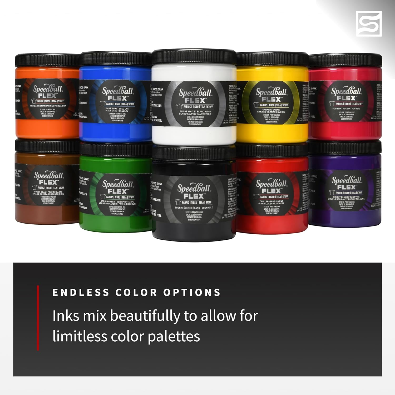 Speedball Flex Screen Printing Fabric Ink Alpine White, 236Ml, Eco-Friendly and Non-Toxic, Bright and Vibrant Colour, Ideal for Various Crafting and Artistic Projects image number 3