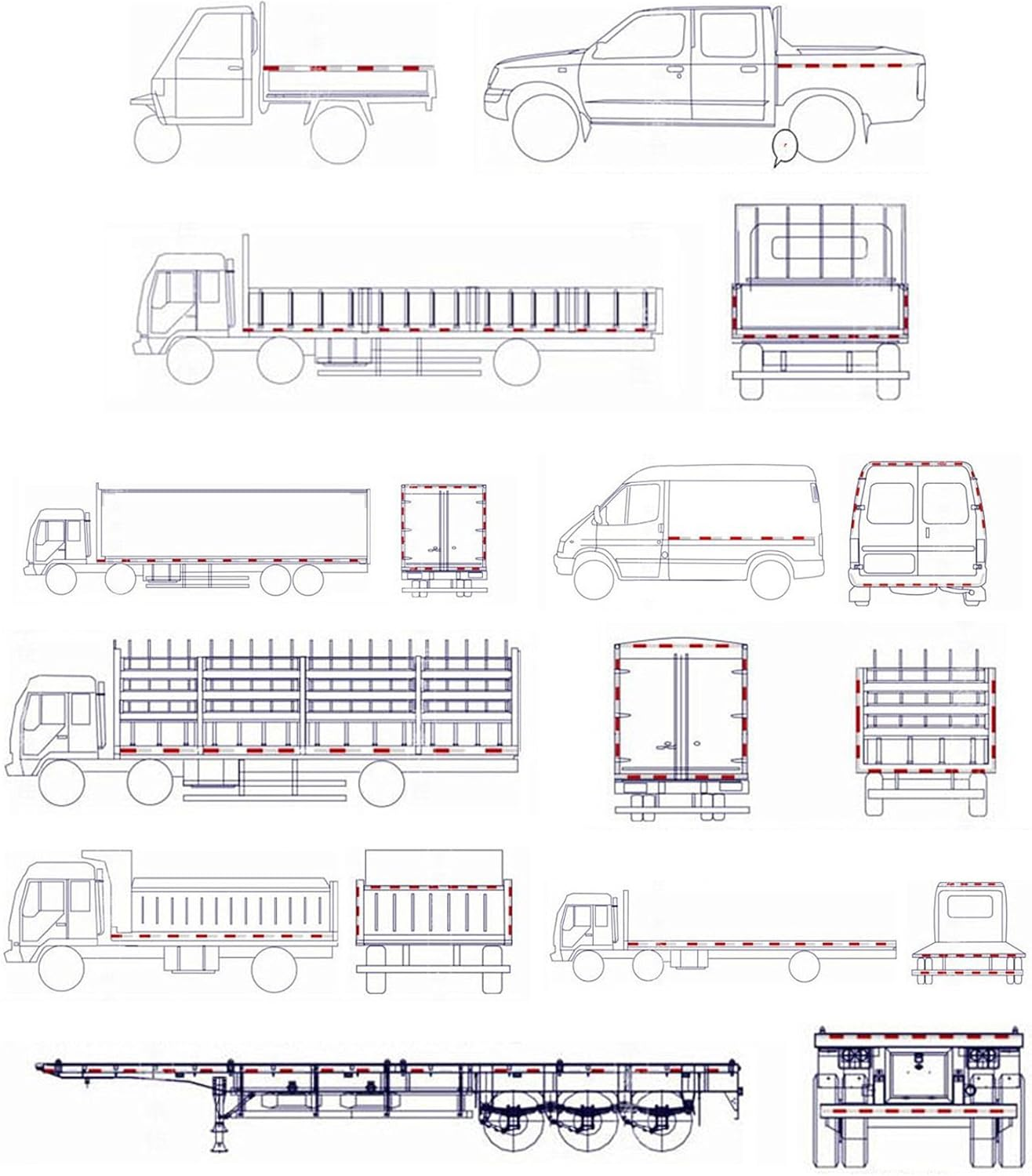 6" Rectangular Stick-On Reflectors(Kit 1/White+Red) image number 3