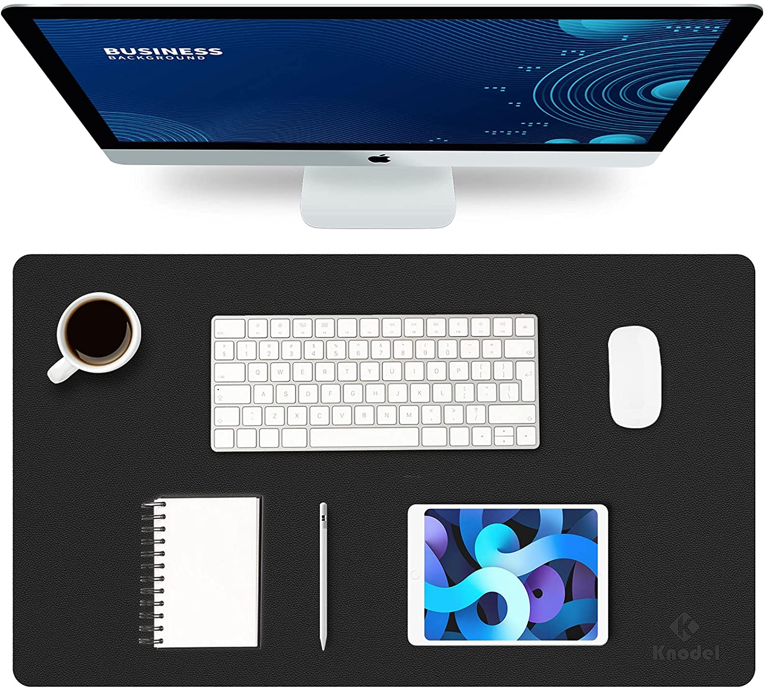 K KNODEL Leather Desk Mat, Office Desk Pad, Large Mouse Pad, Keyboard Mat, Computer and Laptop Mat for Desk, Desk Protector Mat, Desktop Mat for Writing, Desk Blotter and Cover (80X40Cm, White) image number 2