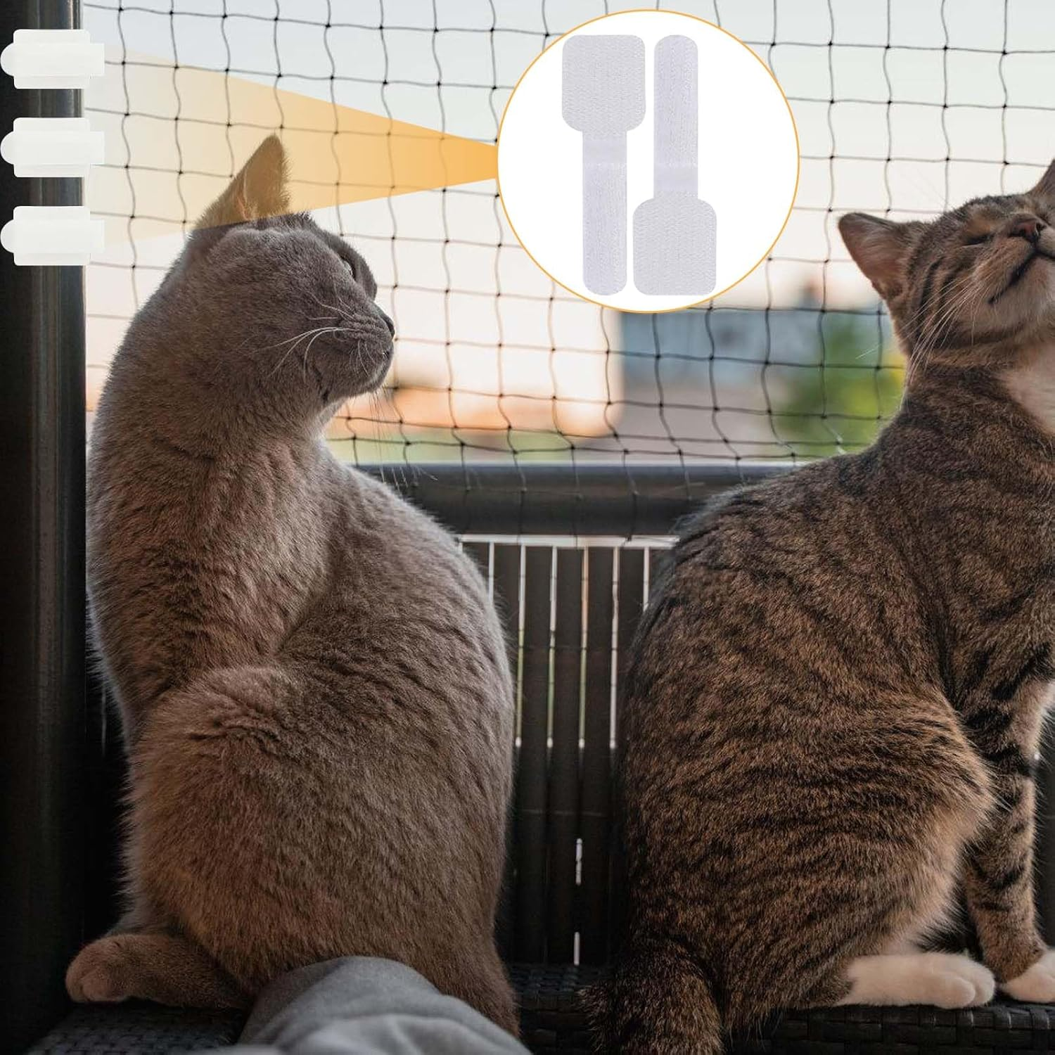 Pack of 100 Outdoor Adhesive Hooks, Transparent Hooks for Cat Nets, Adhesive Hooks, Extra Strong Outdoor, Fixation for Balcony Net for Cats, Cat Protection Net, Cat Net No Drilling (Without Cat Net) image number 6