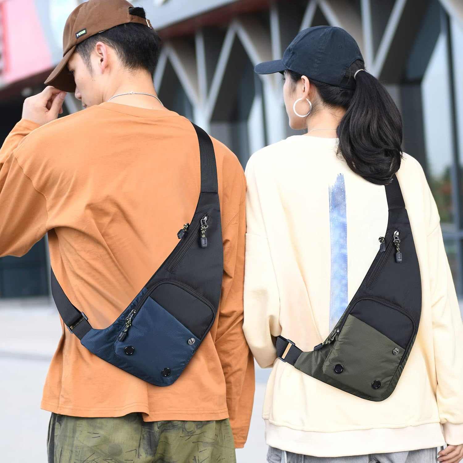 CAISANG Sling Bag Slim Crossbody Personal Pocket Chest Bag Anti-Thief Shoulder Bag Backpack Casual Daypack Fanny Pack Travel