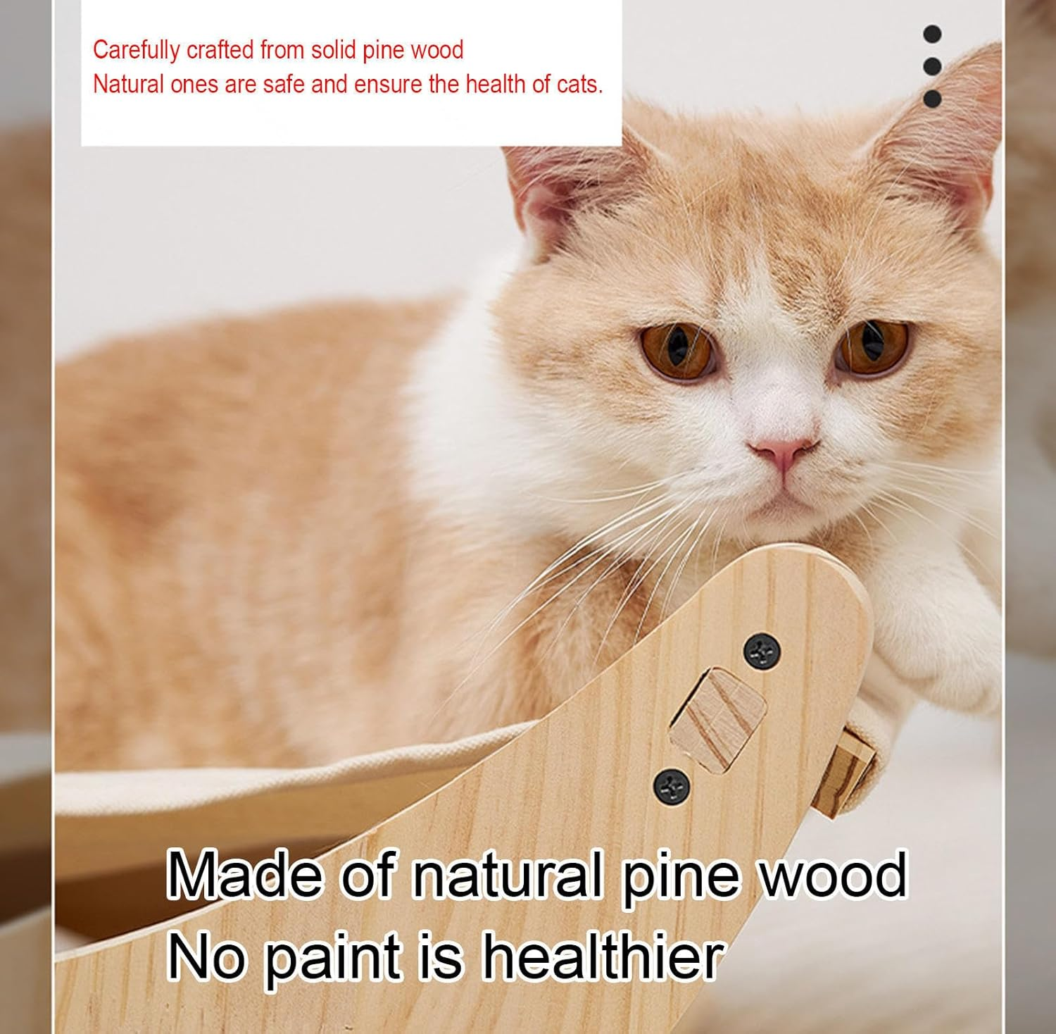 Pet Cat Rocking Chair Bed Solid Wood Cat Litter Cat Hammock Cat Hanging Basket Pet Furniture 48 * 40 * 21Cm image number 1