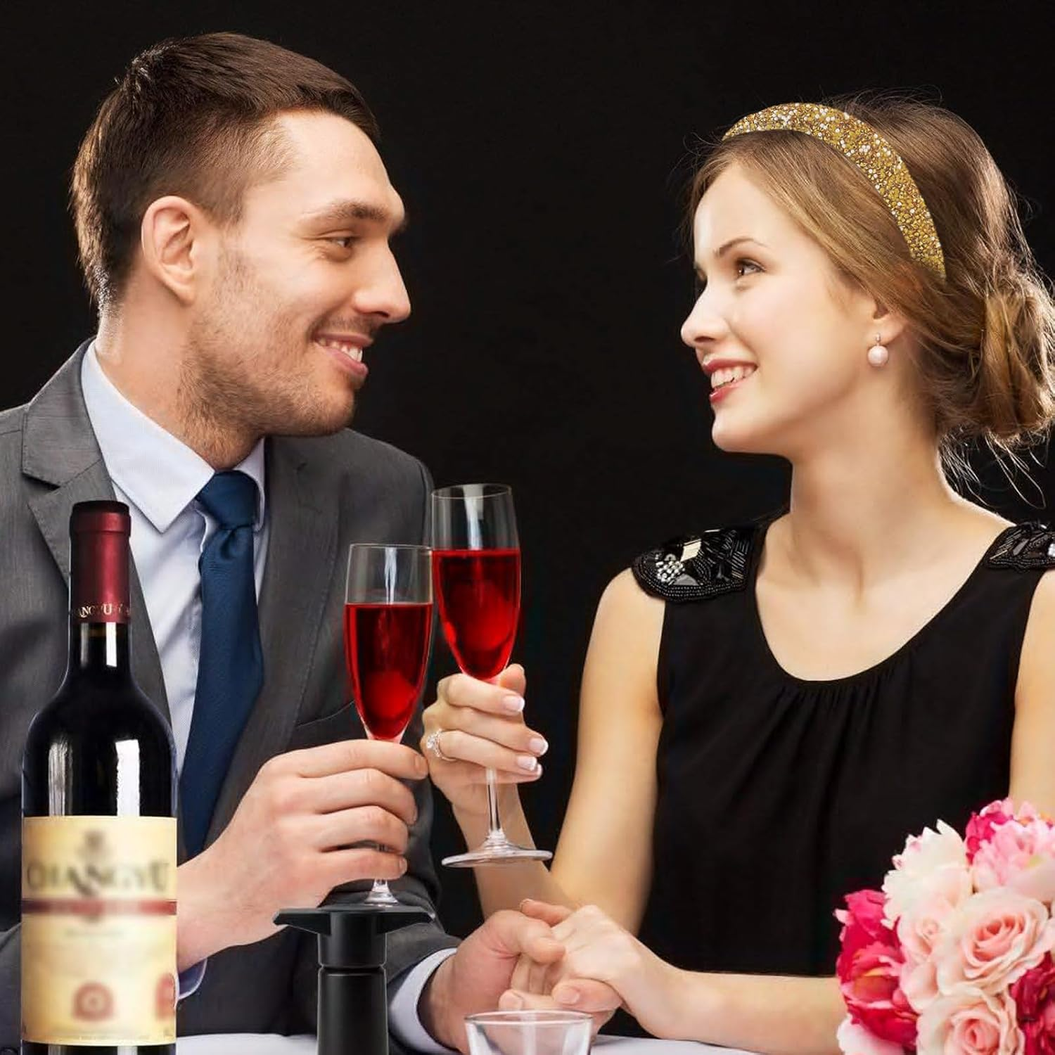 Rhinestone Headbands, Gold, Sparkling Crystal Headwear, Jewelry Headband, Diamond Bling Rhinestone Wide Hairband, Non Slip Glitter Hair Hoop, Faux Crystal Diamond Headpiece for Women Girls image number 6