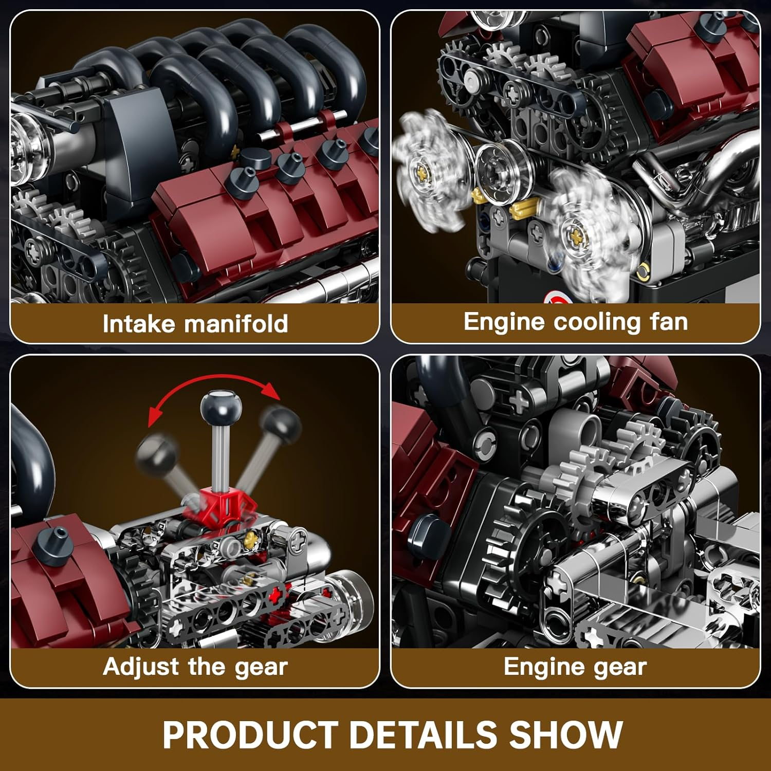 Mould King 10227 Technik V8 Engine Kit Petrol Building Blocks Clamping Blocks Engines Electric Engine Motor Kit Gifts for Adults (787 Pieces) image number 5