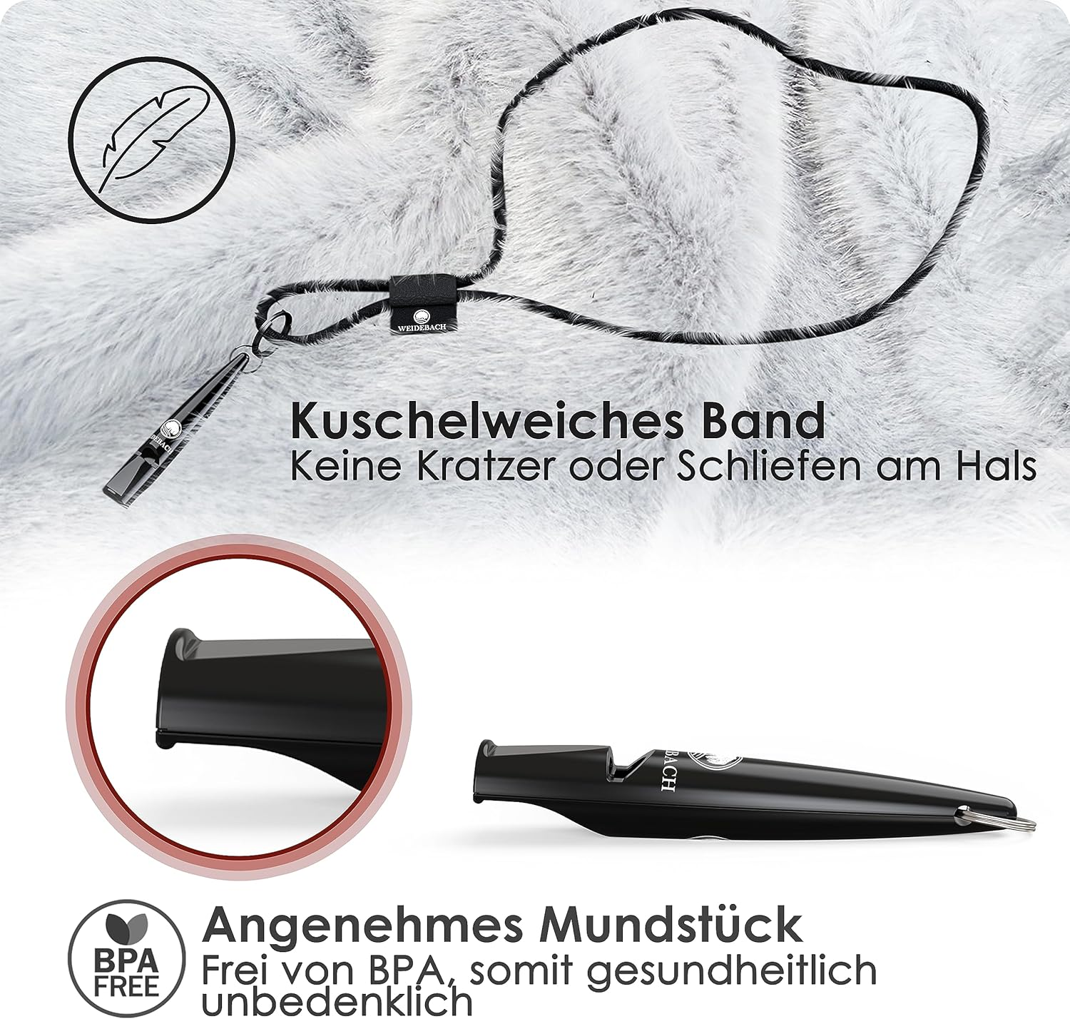 WEIDEBACH&reg; 2 X Improved Dog Whistle 2.0 with More Stable & Louder Sound, Includes Clicker, Treat Bag and E-Book for Training with Dog, Standardised, Quality Band & Mouthpiece, Successful Recall image number 2