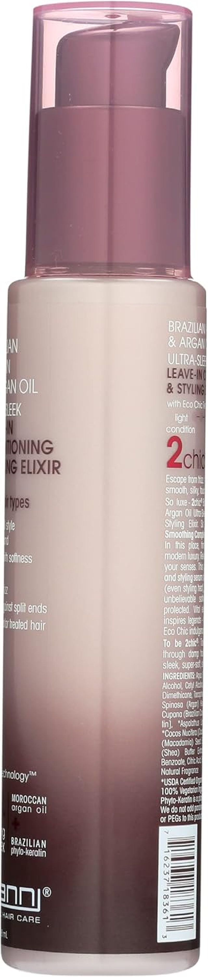 GIOVANNI 2Chic Ultra-Sleek Leave-In Conditioning & Styling Elixir - Phyto-Keratin & Argan Oil, Anti-Frizz Formula, Coconut, Shea Butter, Pro-Vitamin B5, Color Safe, Paraben Free 118Ml image number 5