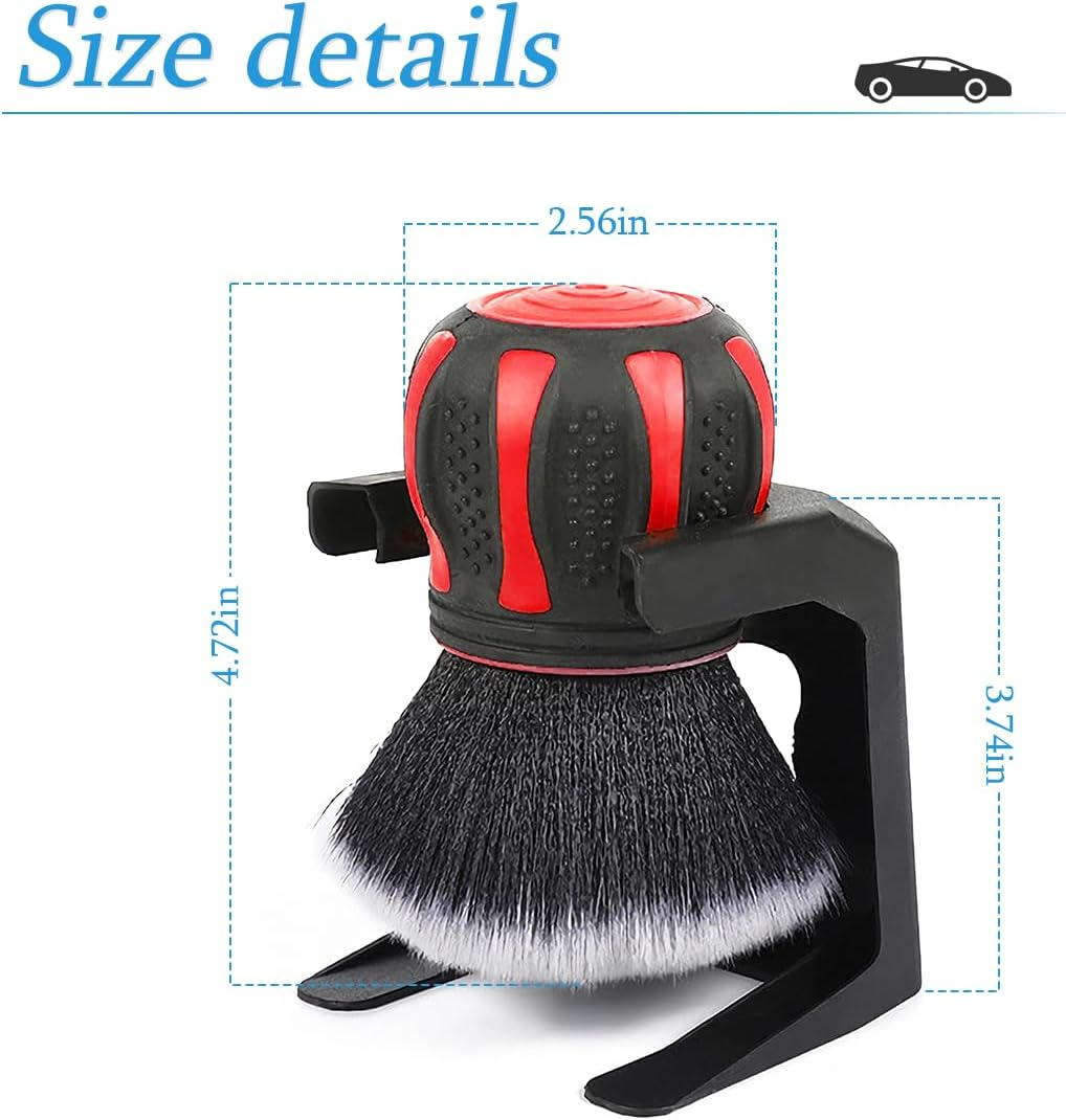 AUCELI Car Detailing Brush, Ultra Soft Auto Interior Dusting Brush with Storage Rack, Car XL Synthetic Brush Cleaning Tool, Universal Covers Large Area inside or outside Vehicles (Red) - Blue image number 2