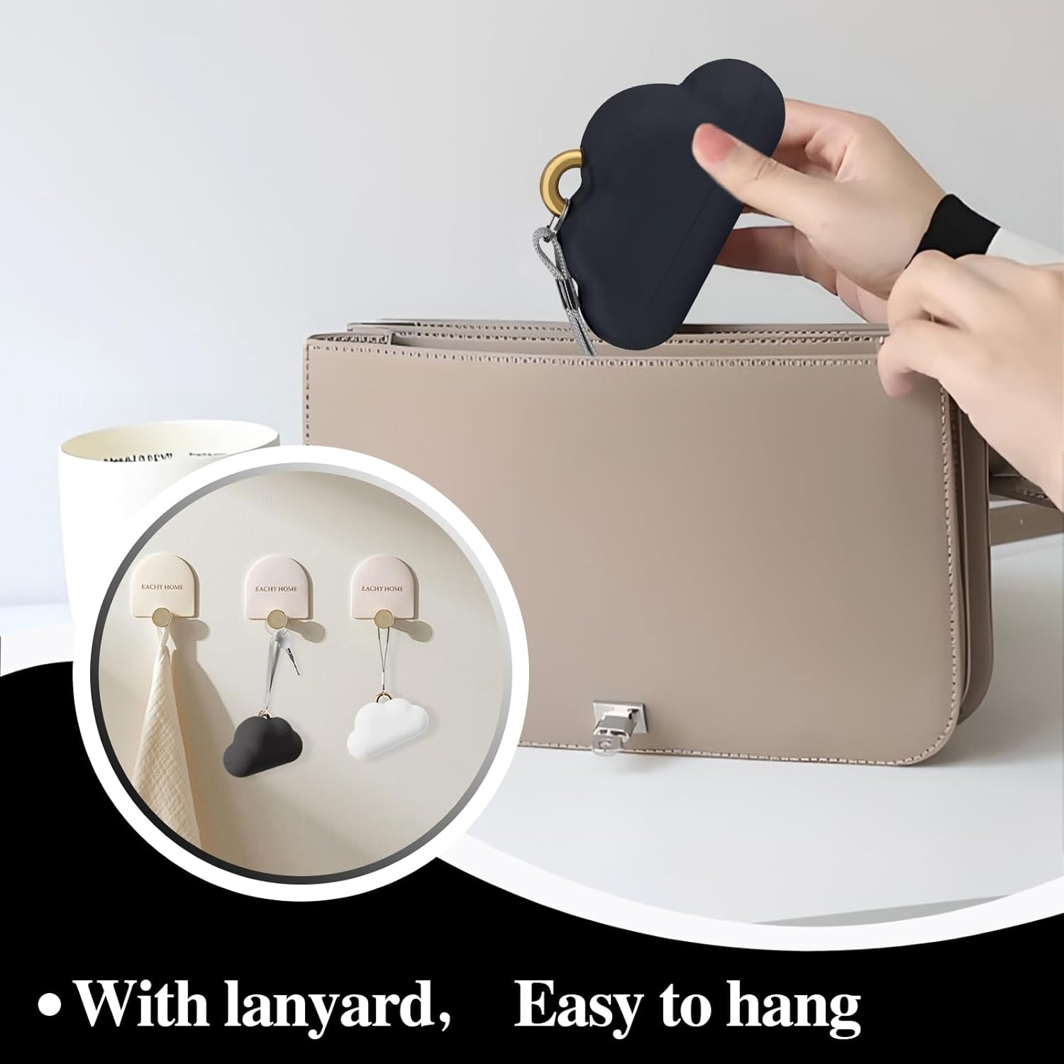 2 Pack Travel Portable Lint Roller with Hand Strap, Reusable Mini Lint Rollers with 6 Refill, Lint Remover for Clothes Bag (Black+White) image number 4