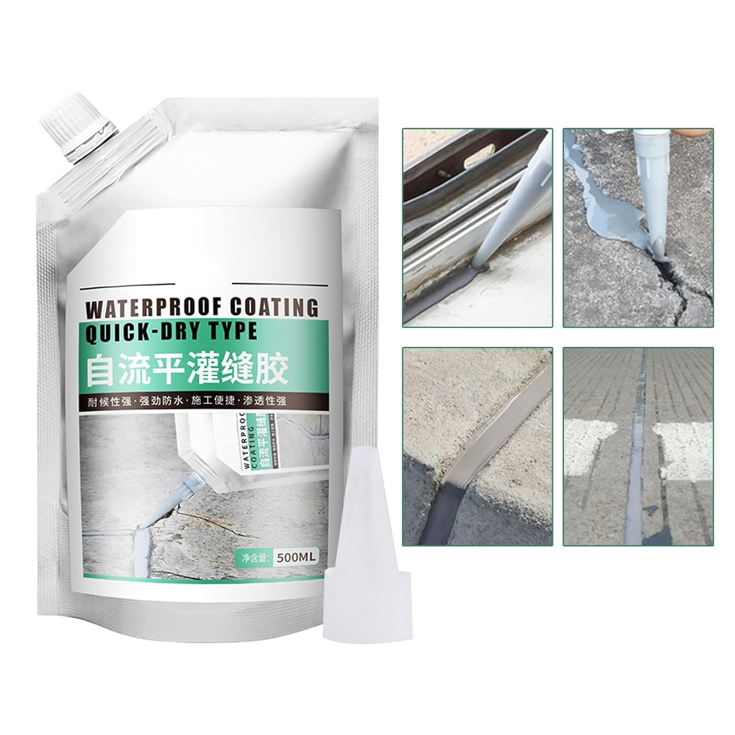 Concrete Crack Filler,500Ml Concrete Bonding Sealant - Wear-Resistant Quick-Drying Crack Sealing Glue for Wood Brick Roof Stone Exterior Wall image number 5