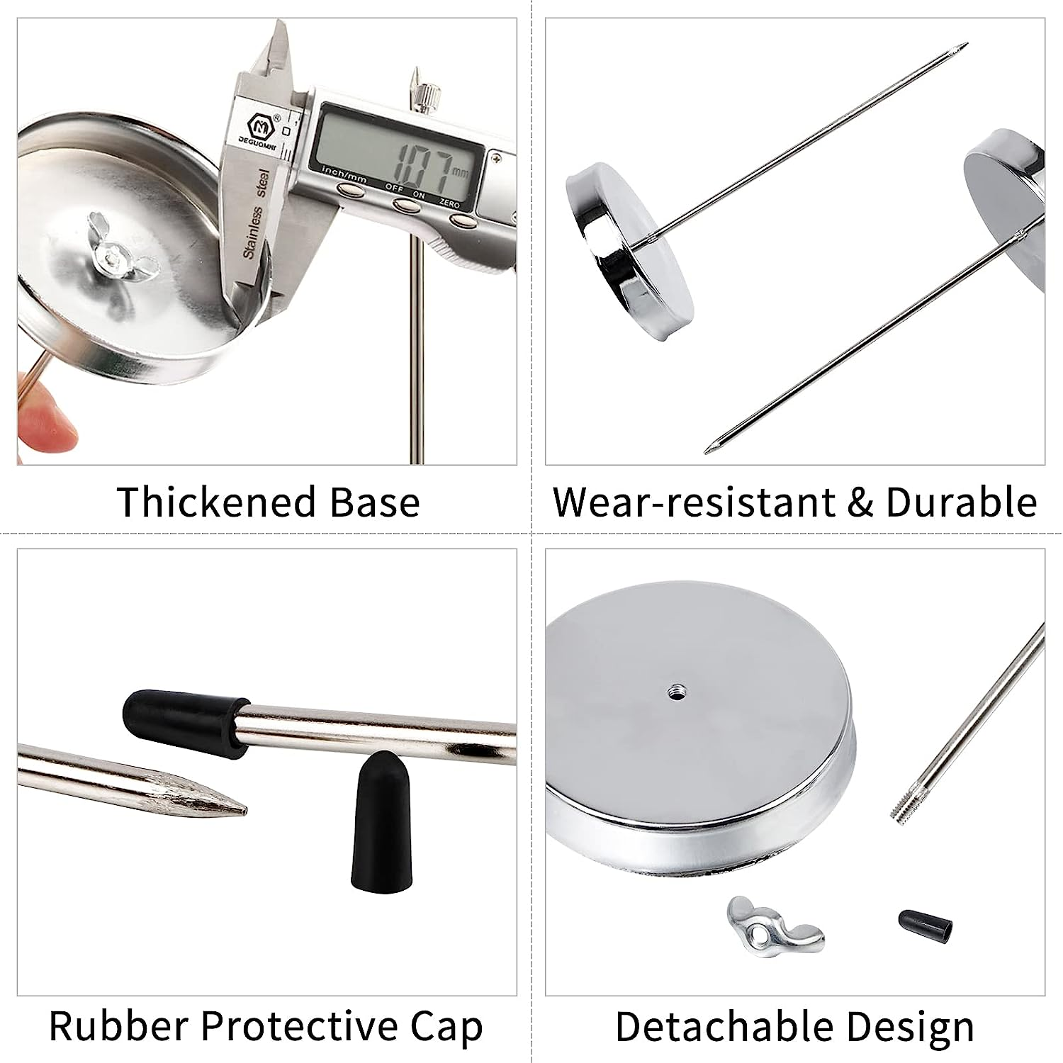 3 Pcs Receipt Holder Spike for Desk, Stainless Steel Ticket Stabber for Restaurant, Straight Rod Bill Fork, Paper Note Spike Stick, Memo Holder Stand for Office, Metal Bills Check Spindle image number 4