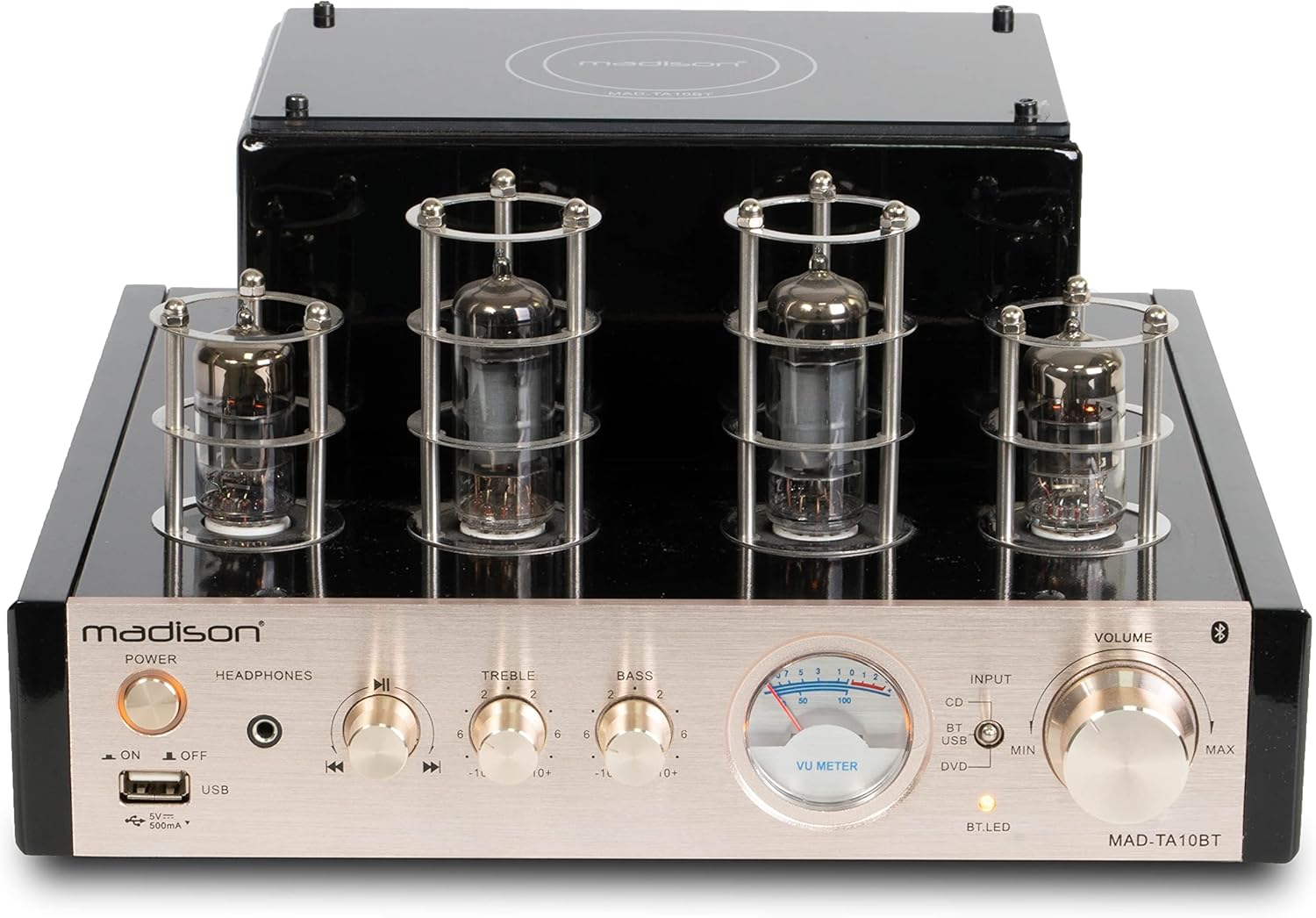 MAD-TA10BT - MADISON - STEREO TUBE AMPLIFIER 2 X 25W RMS, Silber/Braun/Scwarz image number 4