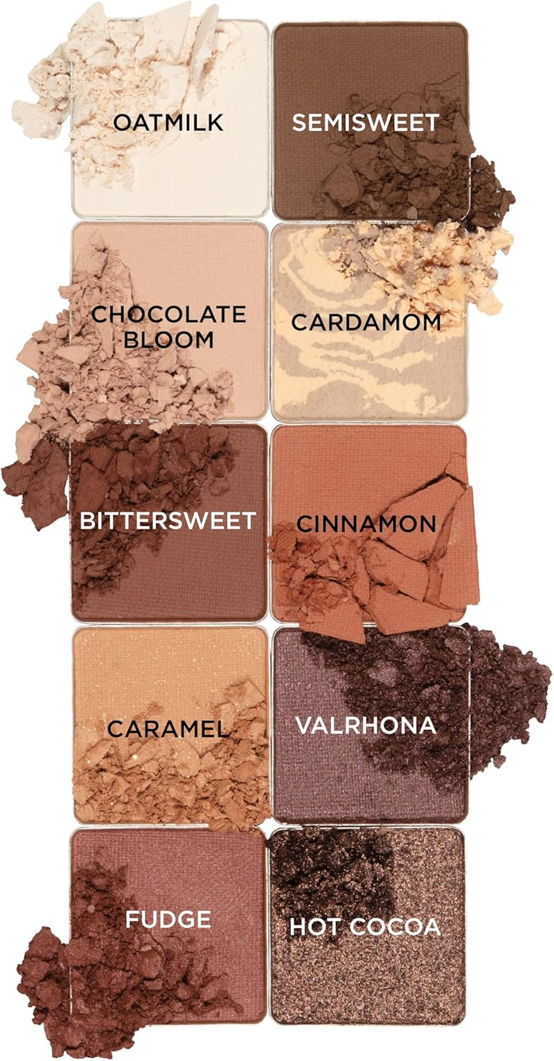 Pacifica Cocoa Nudes Mineral Eyeshadow Palette &ndash; 10 Shades Eye Makeup Naked Mineral Eye Shadow - Earth-Tone Rich Chocolate & Praline Neutral Talc-Free Highly Pigmented Cocoa Butter Clean Beauty Vegan