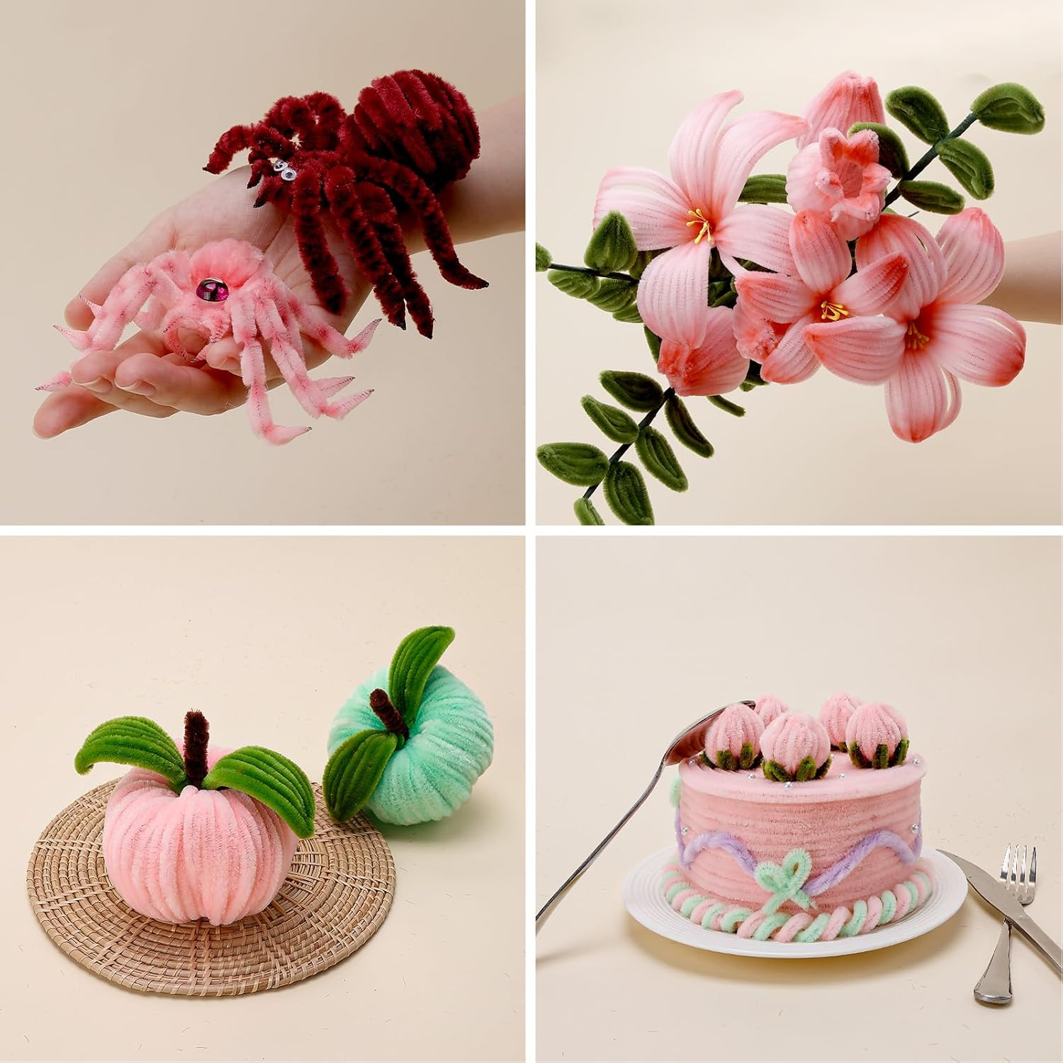 Caydo 500 Pieces Pink Pipe Cleaners, Chenille Stems, Pipe Cleaner Crafts for DIY Art and Craft Projects Creative Gift Party Decorations image number 4