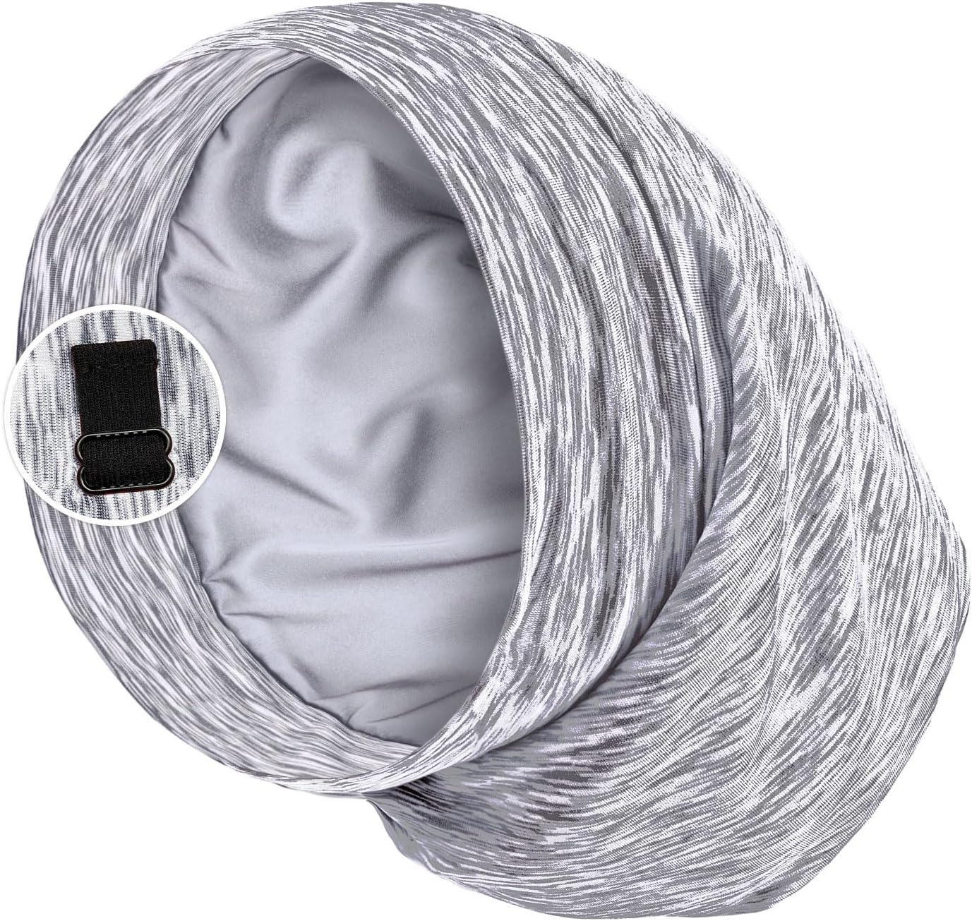 Satin Lined Sleep Cap Bonnet for Curly Hair and Braids, Stay on All Night Hair Wrap with Adjustable Strap for Women and Men, Carol Pink, Pack of 1