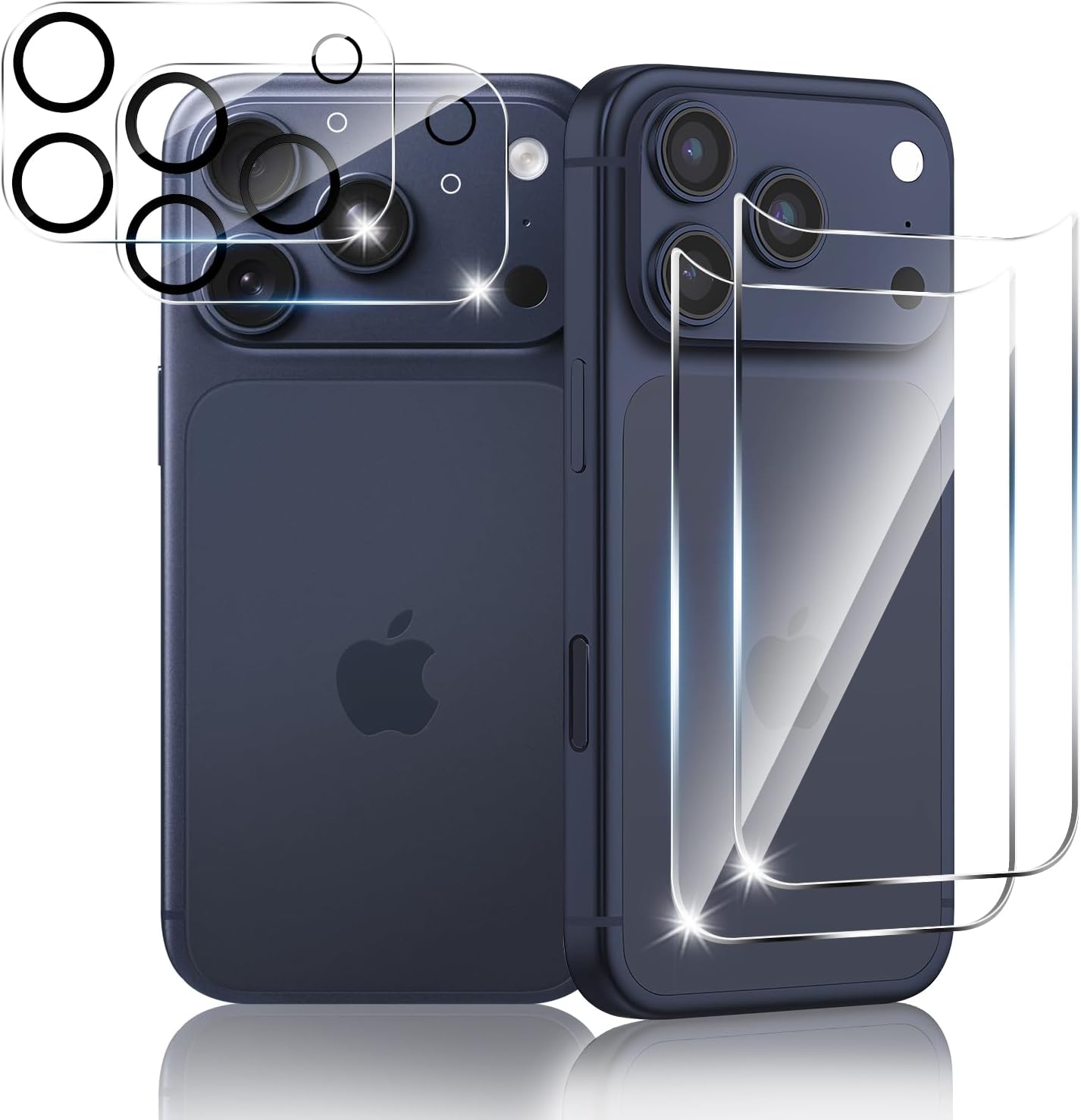 [4 in 1] for Iphone 17 Pro Back Glass Protector + Camera Protector[2+2 Pack], 9H Hardness Anti-Scratch, Easy Install, HD Rear Glass Protector for Iphone 17 Pro