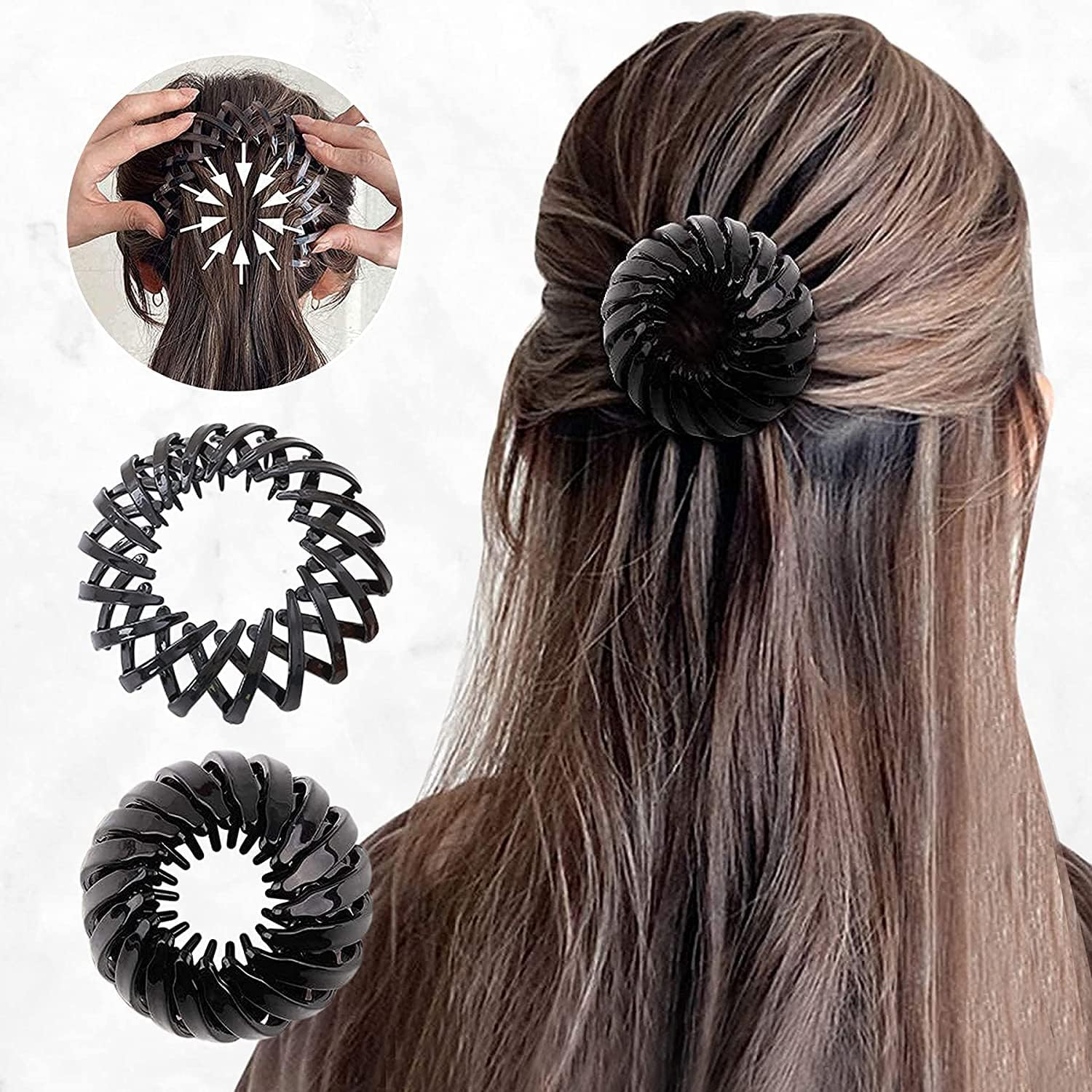 Pack of 4 Bird Nest Hair Clips Women'S Simple Ponytail Holder Haircut Bird Nest Hair Bobbles Expandable Headpiece Hair Band for Women Girls image number 1