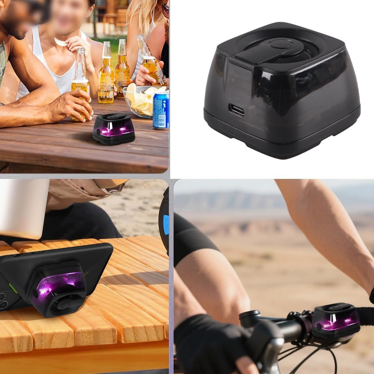 ACOLY Portable Magnetic Bluetooth Speaker with 3D Room Sound and RGB Lighting, 100 G Lightweight Small Music Box Bluetooth, Phone Holder for Android, TWS Pairing image number 3