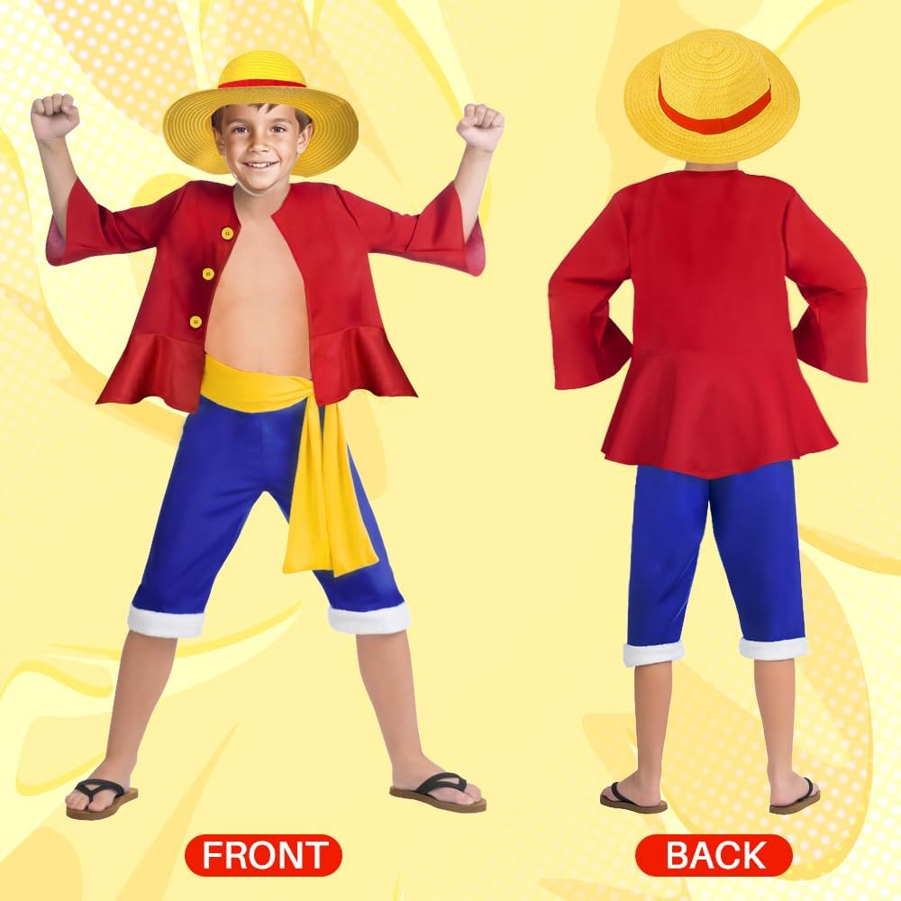 Slowton Luffy Costume Halloween Anime Costumes for Kids