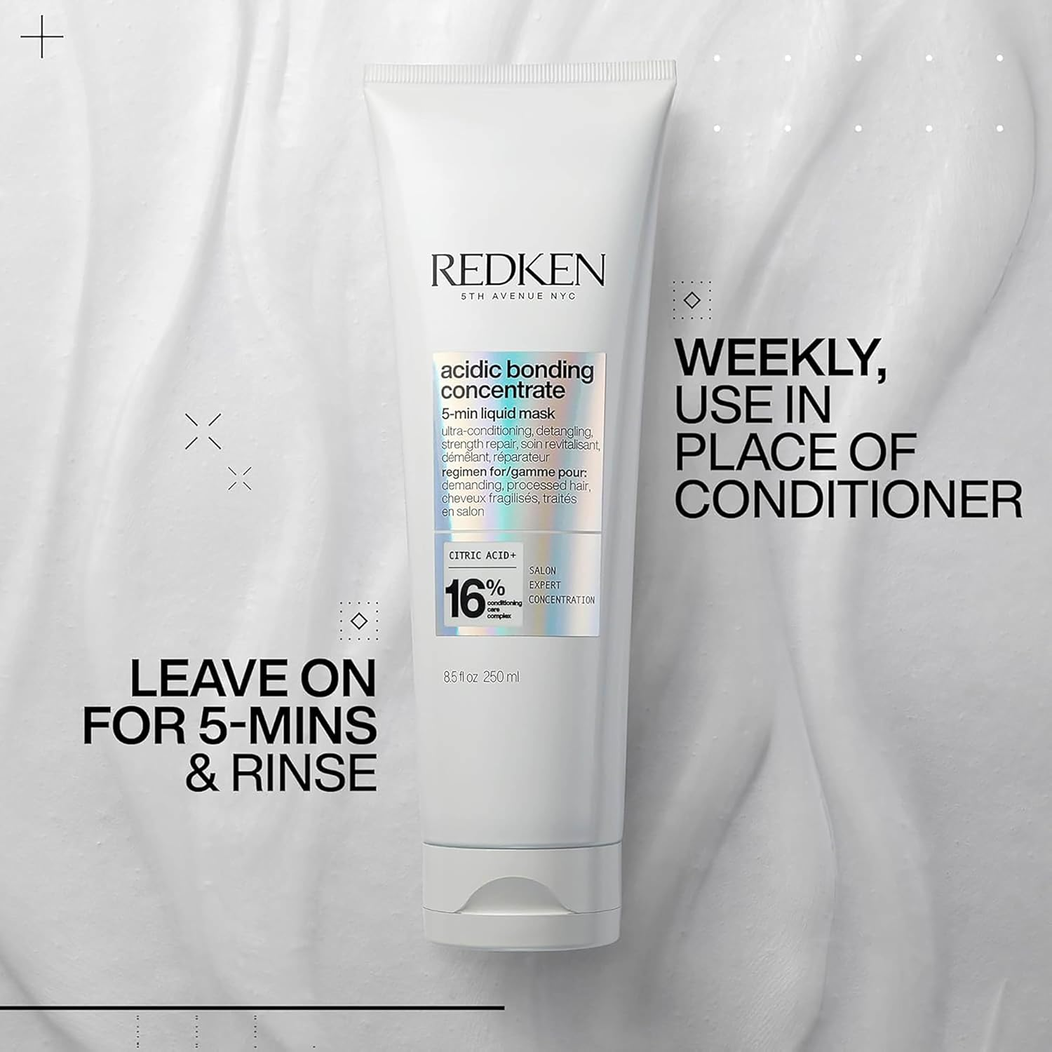 Redken Bonding Hair Mask for Dry, Damaged Hair Repair | Acidic Bonding Concentrate | Hydrating 5 Minute Hair Mask | for All Hair Types | 250Ml