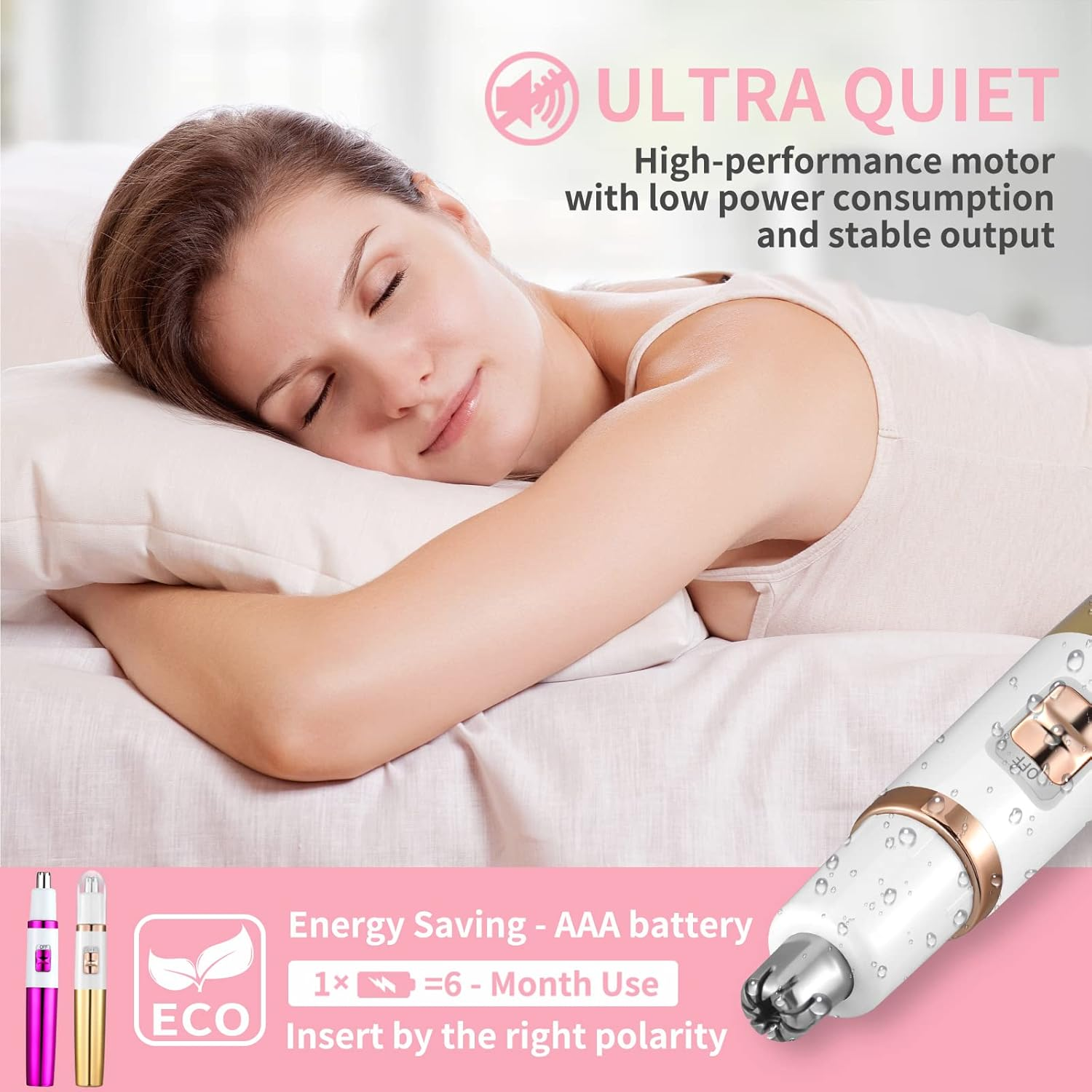 AREYZIN Nose Hiar Trimmer for Women,Ladies Painless Nose Trimmer Women,Eyebrow Facial Ear Hair Trimmer Hair Clippers Professional, Waterproof, Dual-Edge Blade, Purple image number 4