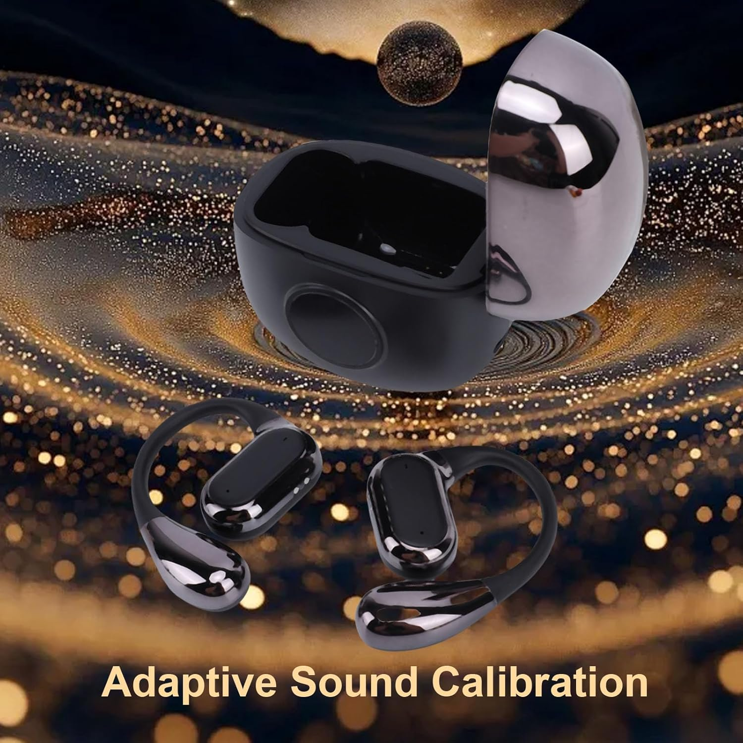 Pomya over Ear Headphones, Wireless Earhook Earbuds ENC Noise Cancellation, Hifi Sound Bluetooth Earphones 60H Playtime for Sports Meeting Workout (Black)