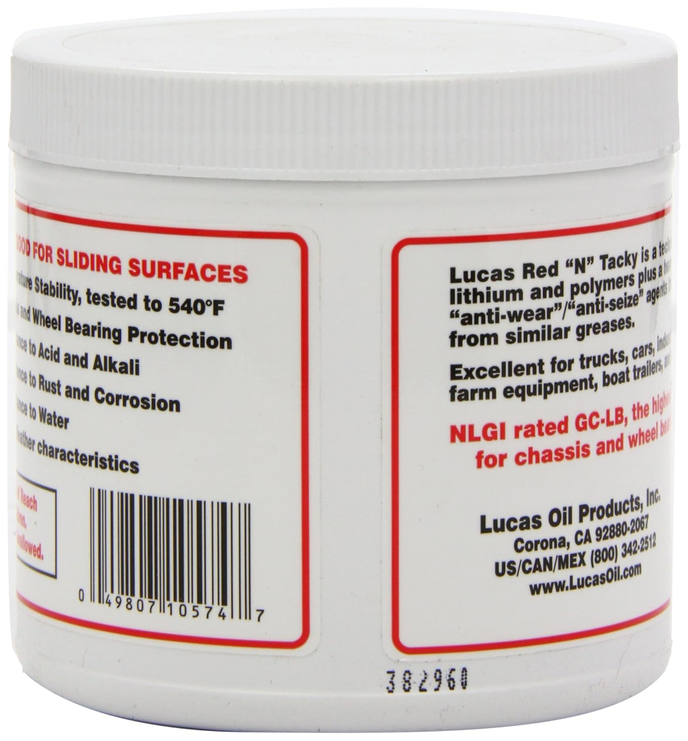 Lucas Oil Red N Tacky Grease/12X1/ 1 Lb Tub image number 3