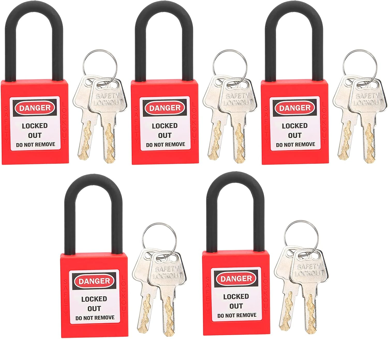 Lockout Padlock, Portable 38Mm 5 Sets Lockout Lock for Industrial Site(Red) image number 6
